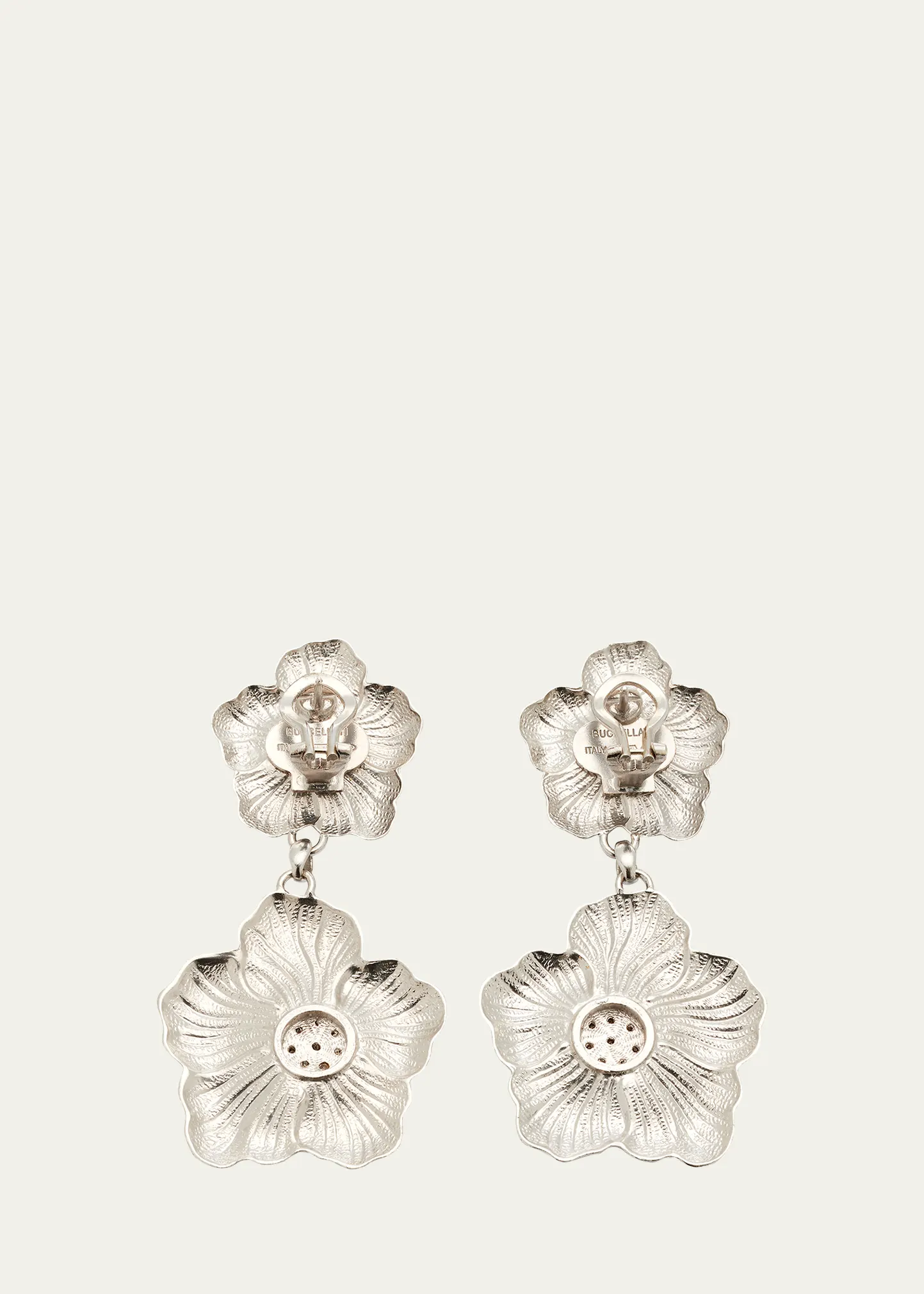 Blossoms Gardenia Silver, Gold and Brown Diamond Pendant Earrings