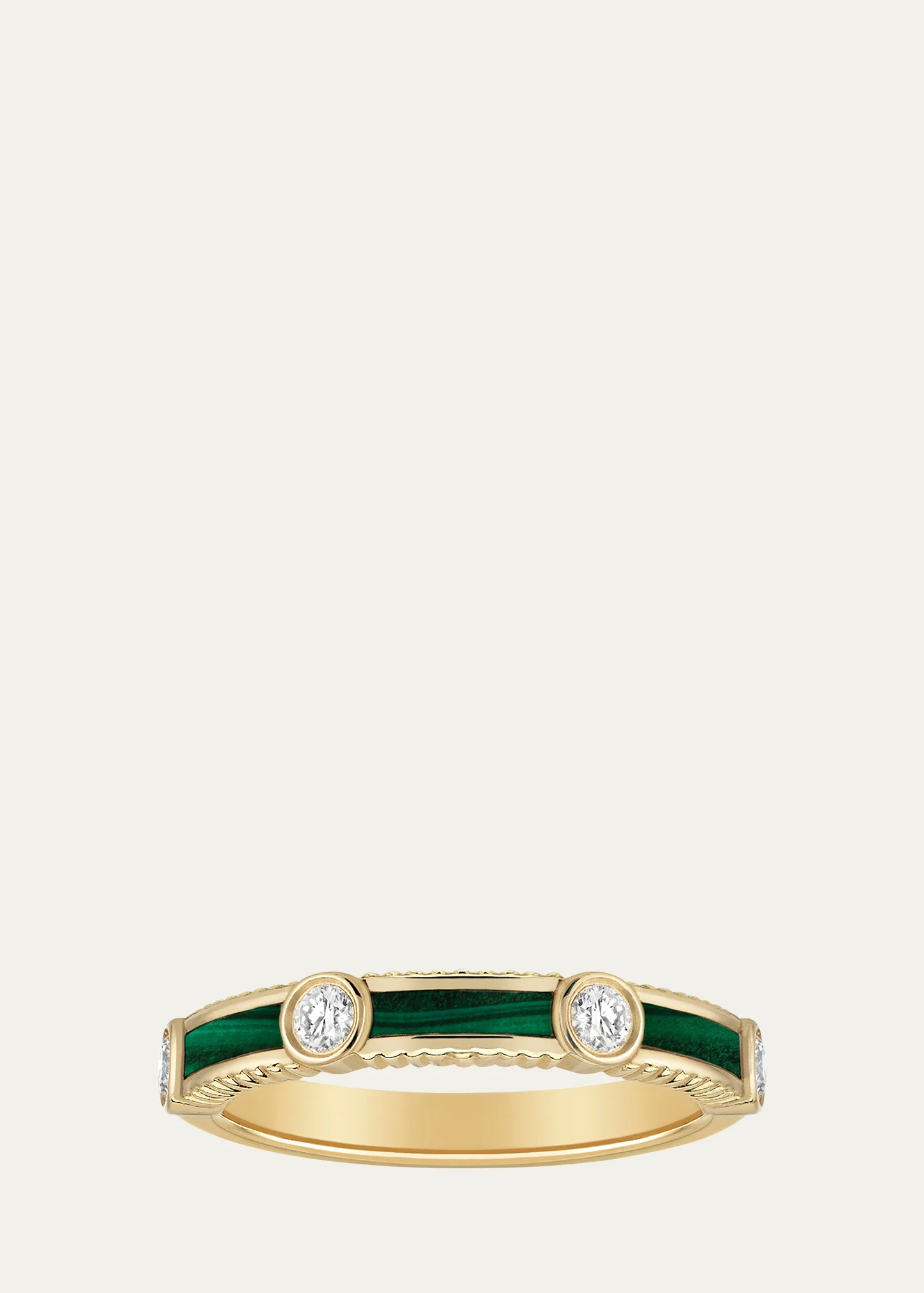 Rayon Ring in Malachite, Yellow Gold and Diamonds