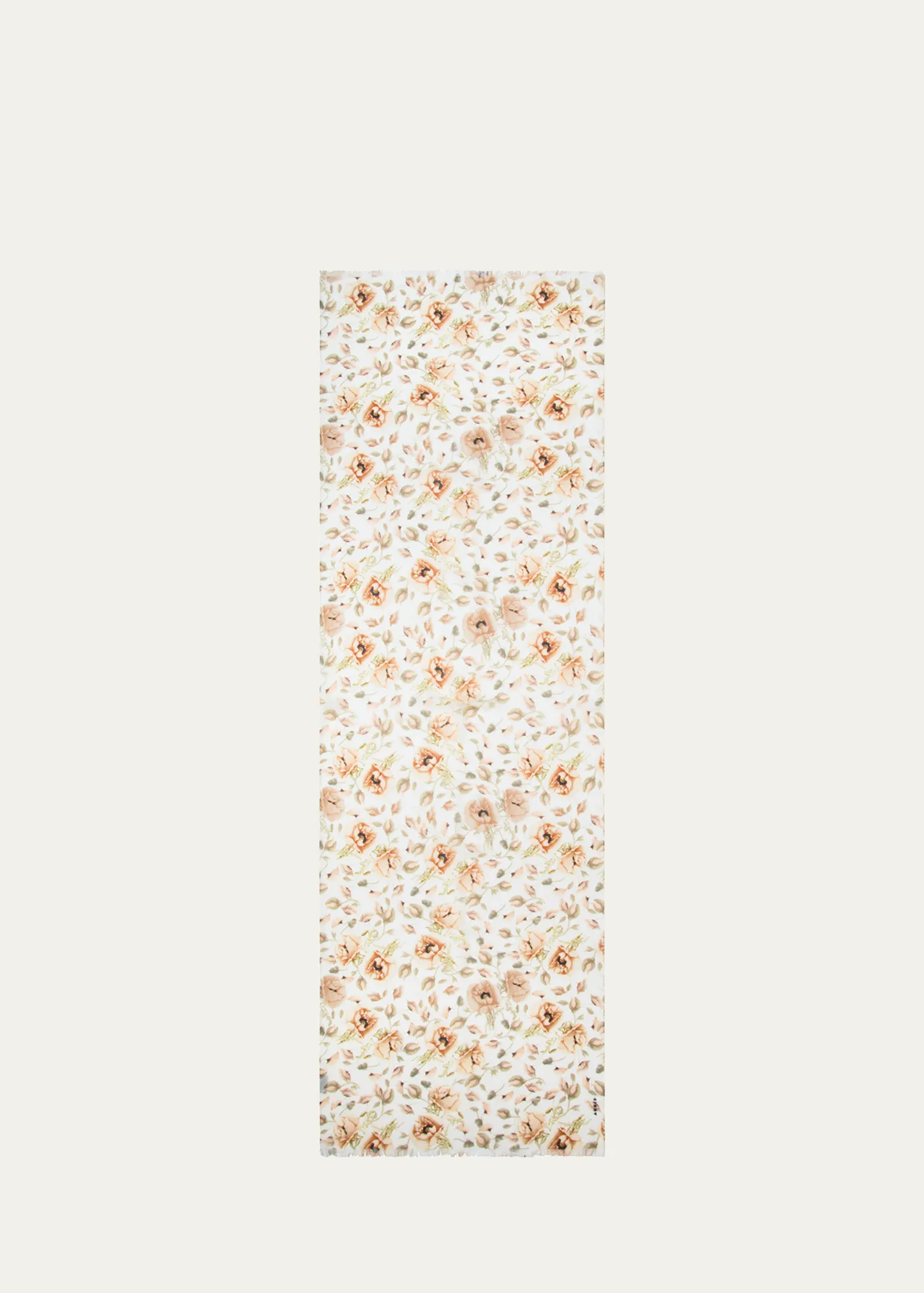 Anemone Print Fringe Cashmere Scarf