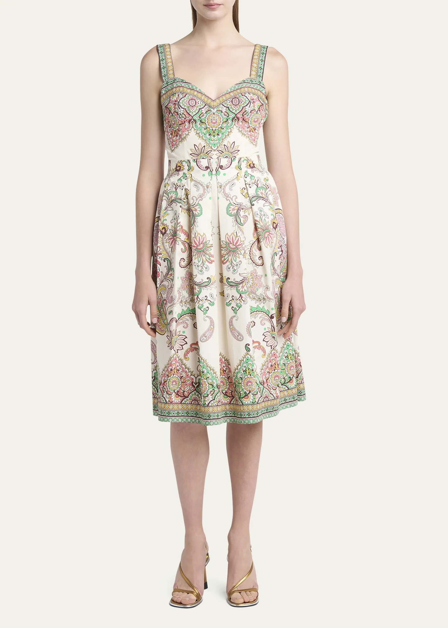 Paisley Cotton Sweetheart Midi Dress 12 Paisley Cotton Sweetheart Midi Dress