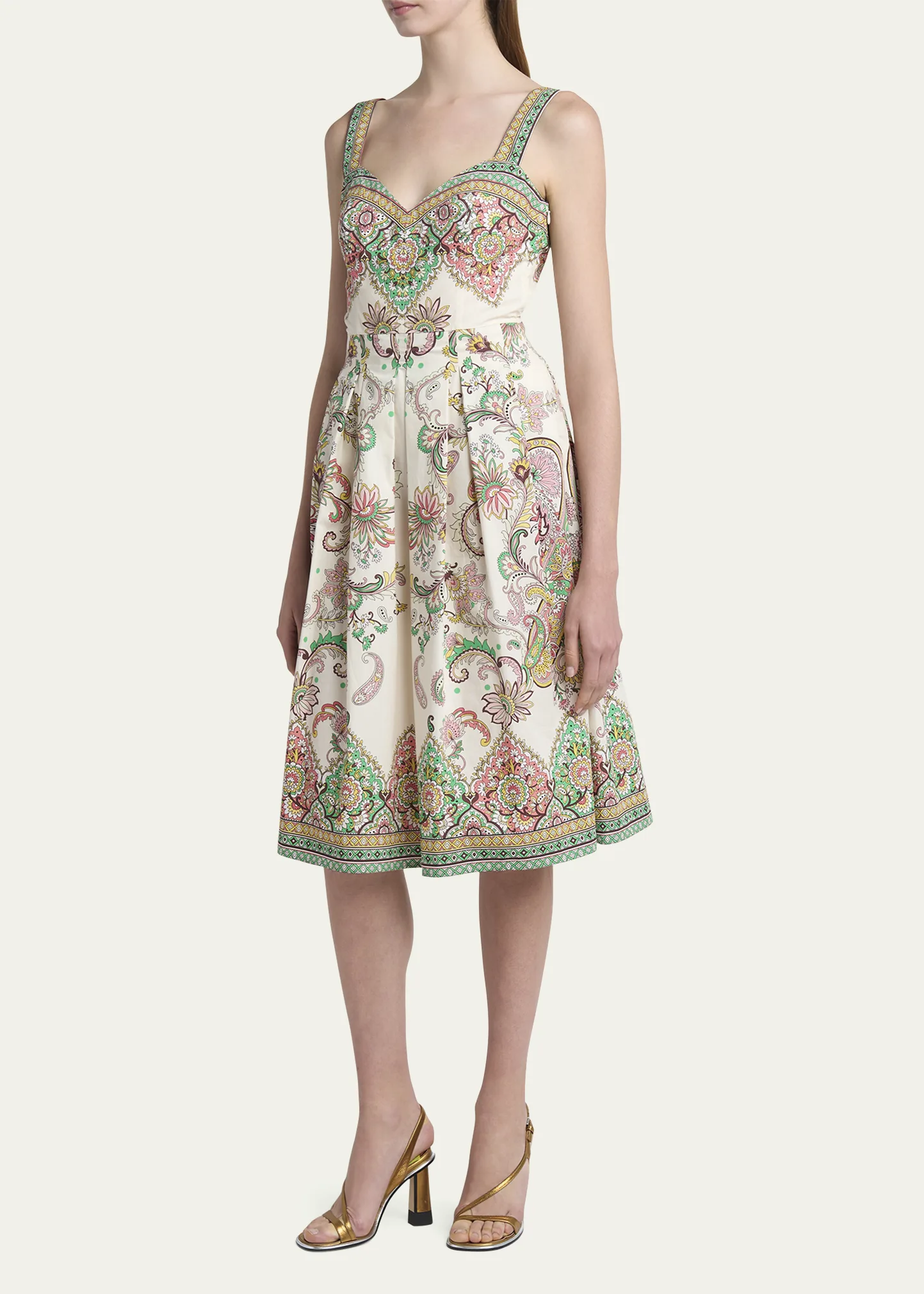 Paisley Cotton Sweetheart Midi Dress 4 Paisley Cotton Sweetheart Midi Dress
