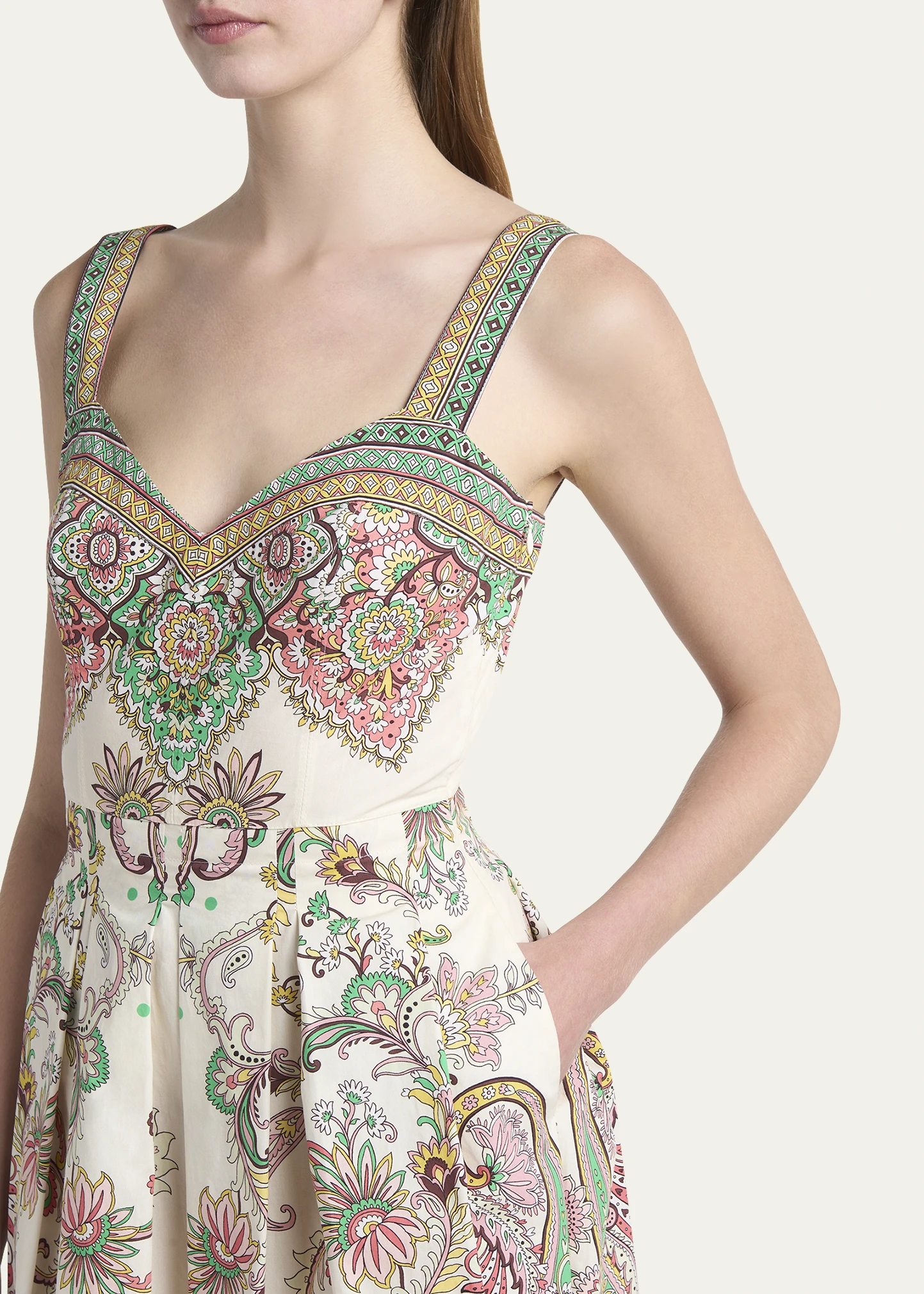 Paisley Cotton Sweetheart Midi Dress 5 Paisley Cotton Sweetheart Midi Dress