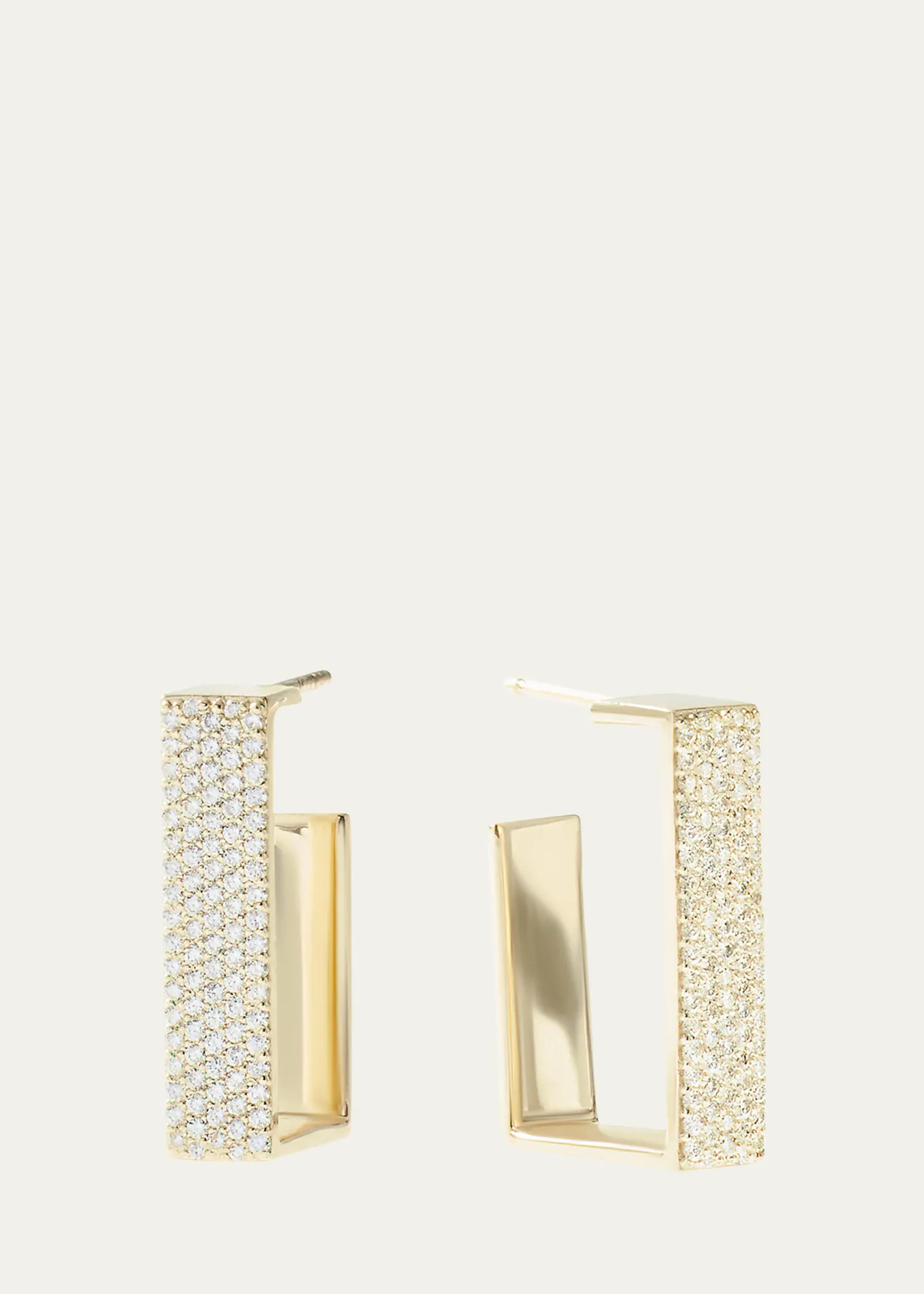 14K Gold Flawless Vanity Diamond Geometric Hoop Earrings