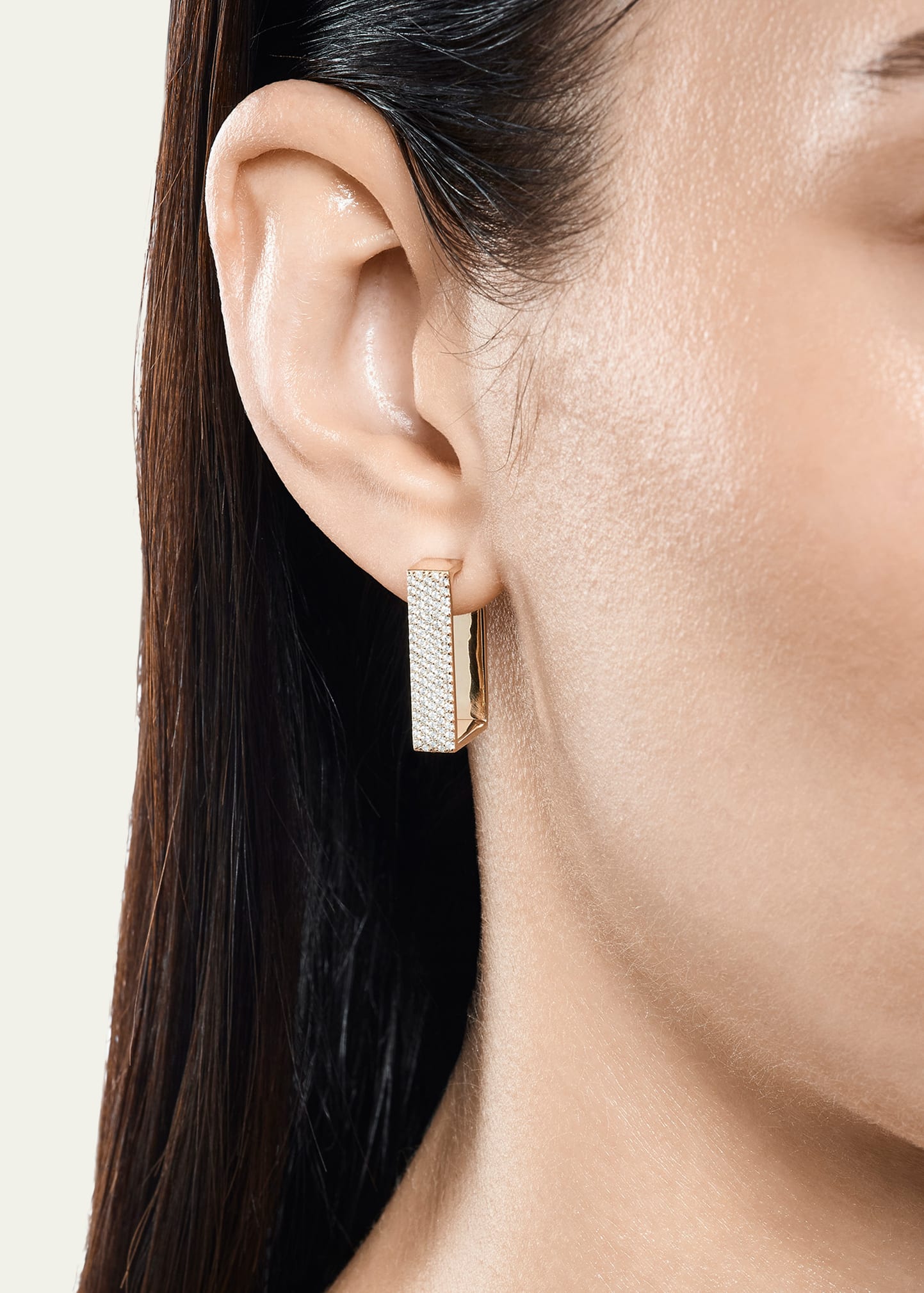 14K Gold Flawless Vanity Diamond Geometric Hoop Earrings