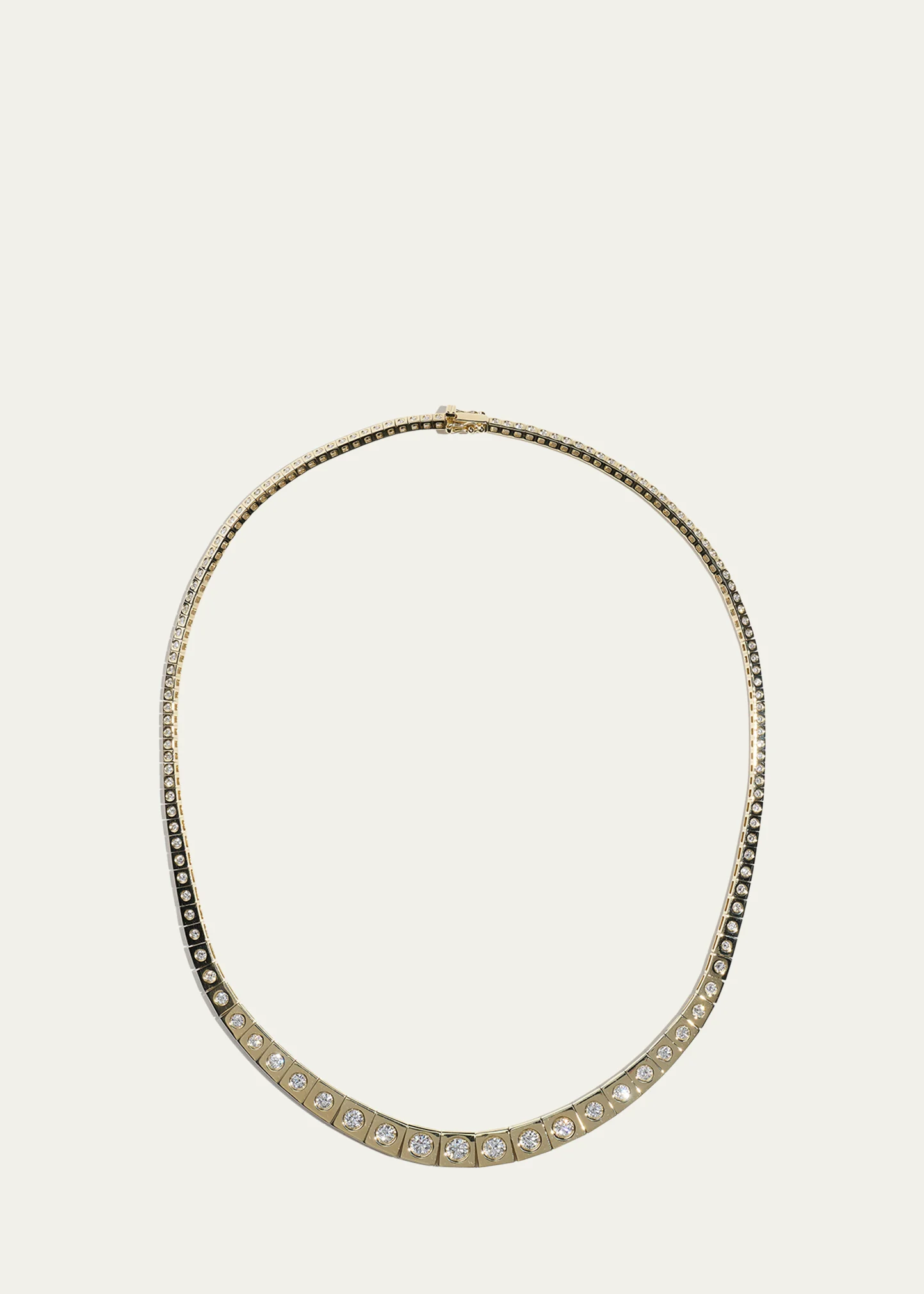 14K Yellow Gold LEGGO Riviere Diamond Tennis Necklace, 15\"L