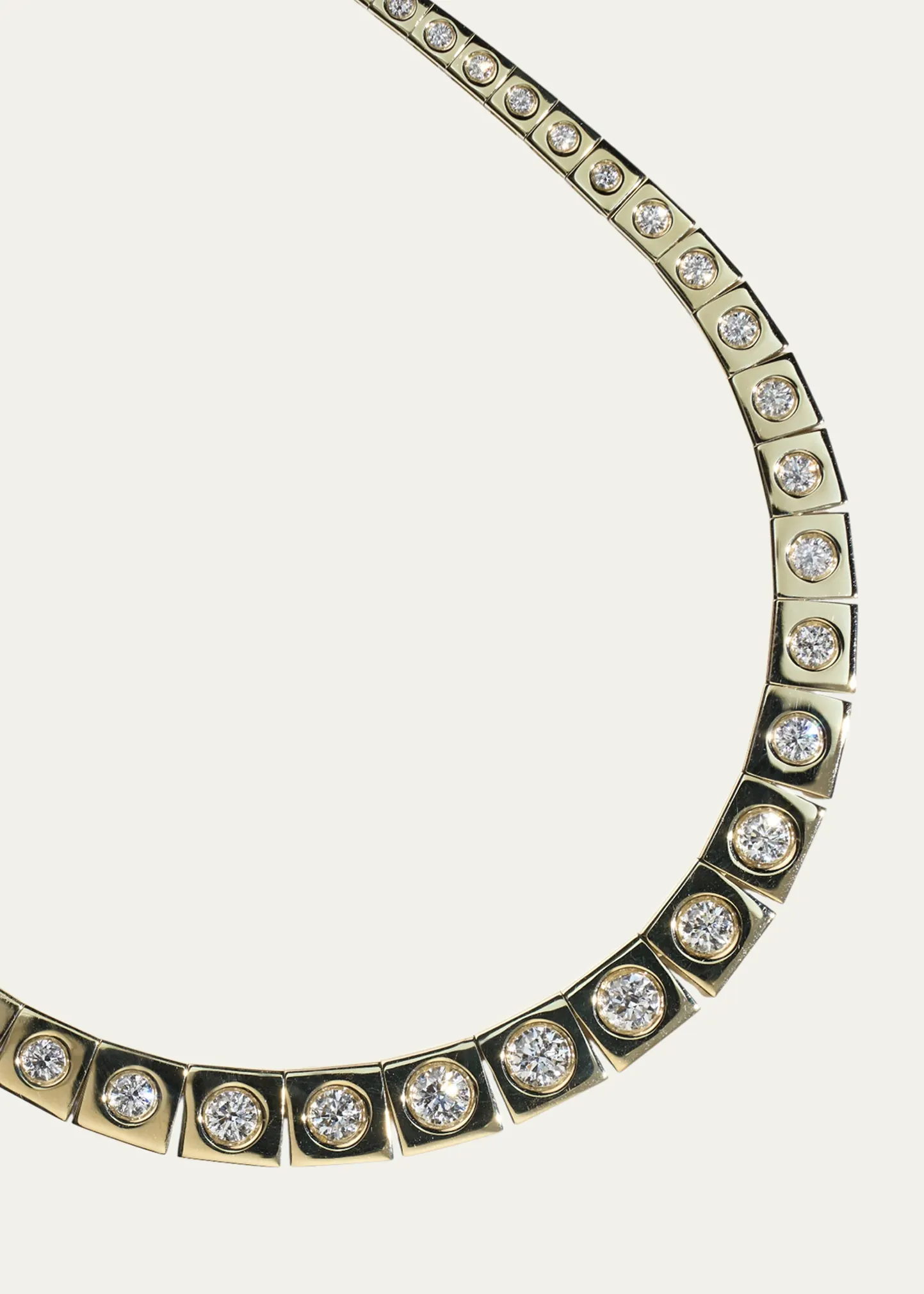 14K Yellow Gold LEGGO Riviere Diamond Tennis Necklace, 15\"L