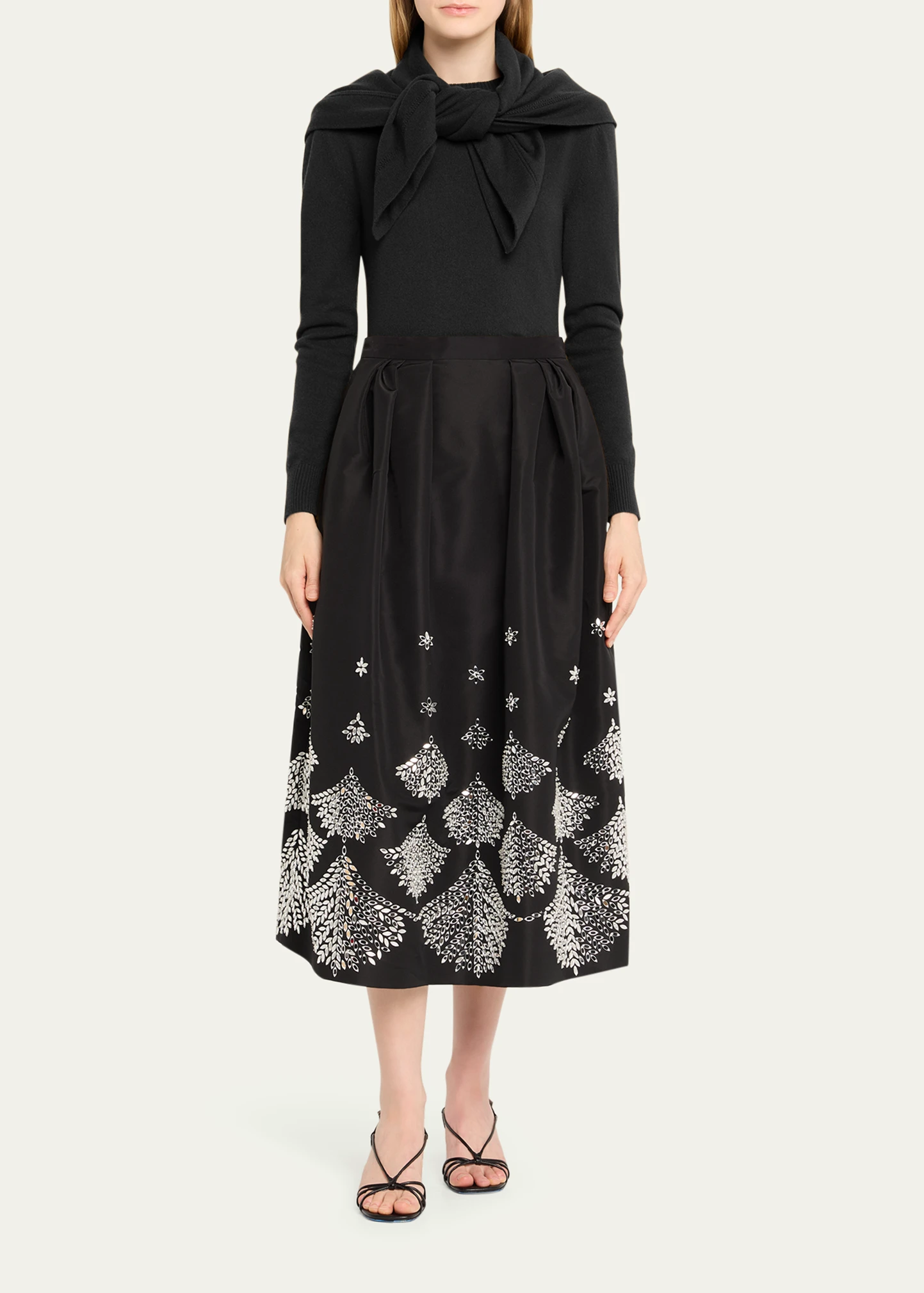 Fern Embroidered Midi Party Skirt