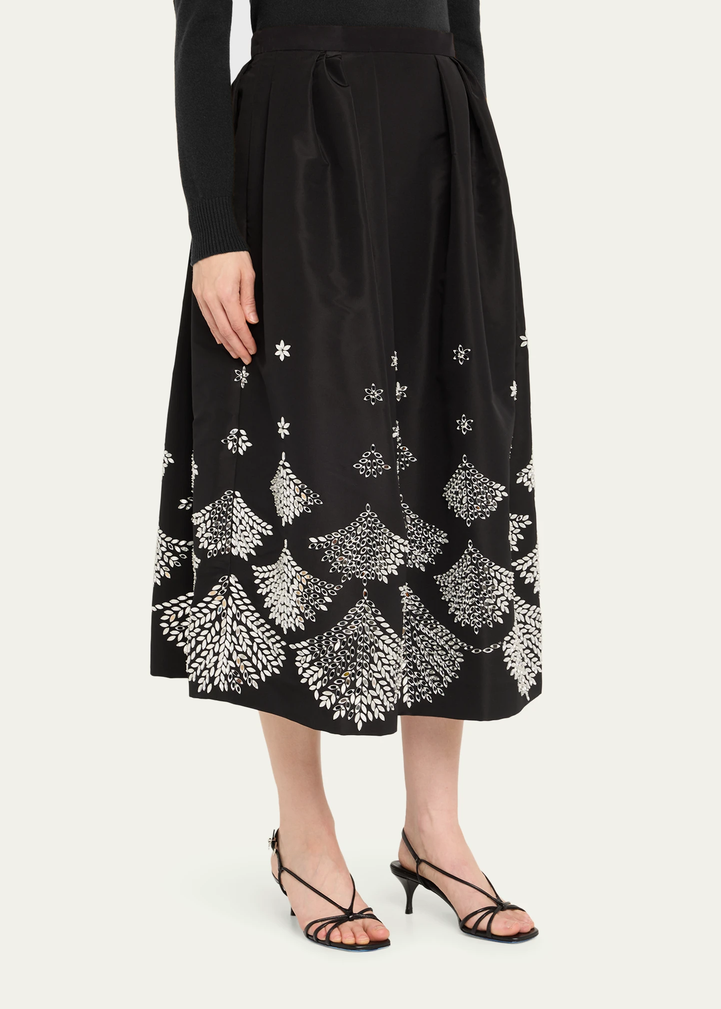 Fern Embroidered Midi Party Skirt