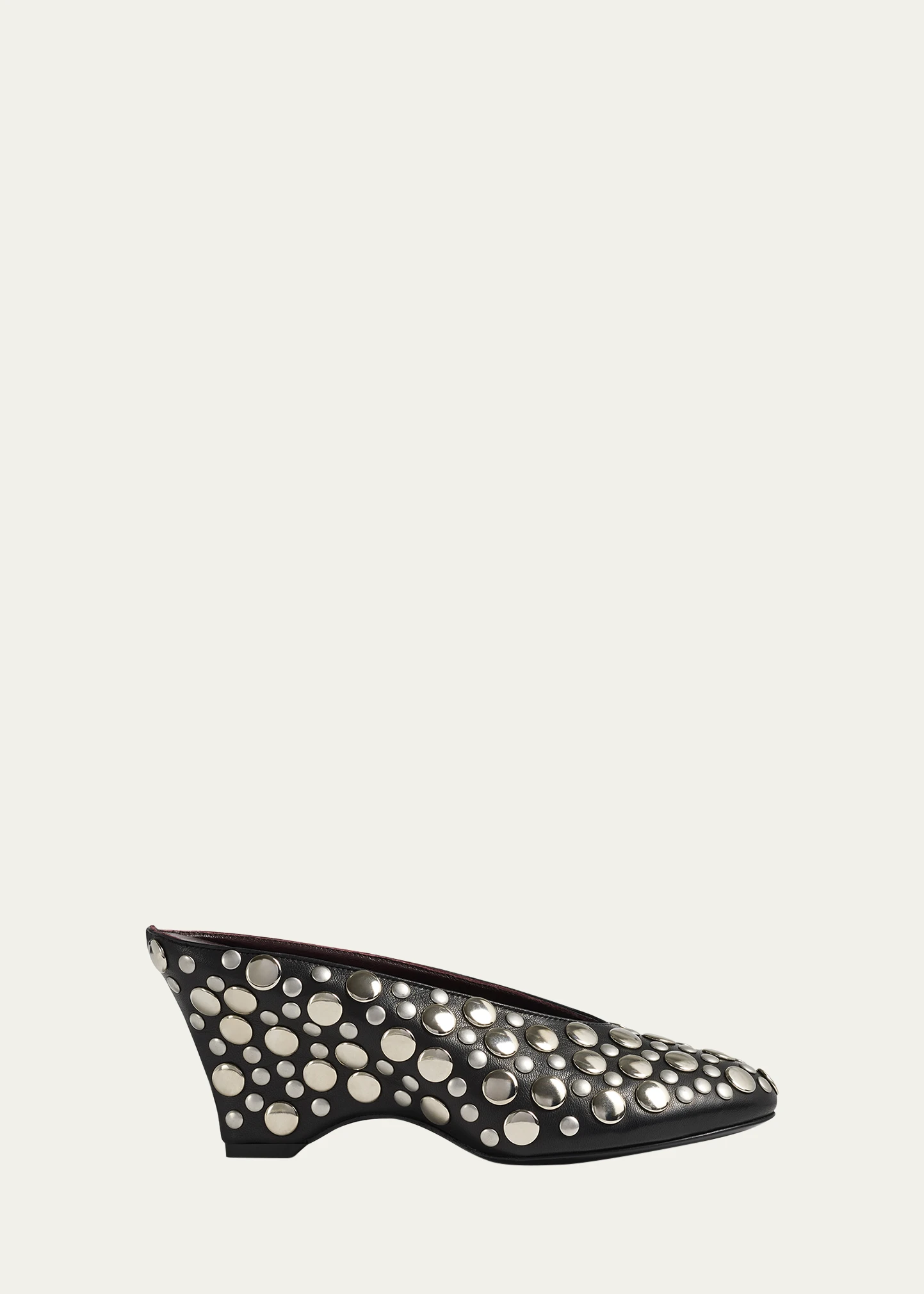 Cloak Stud Leather Mule Pumps