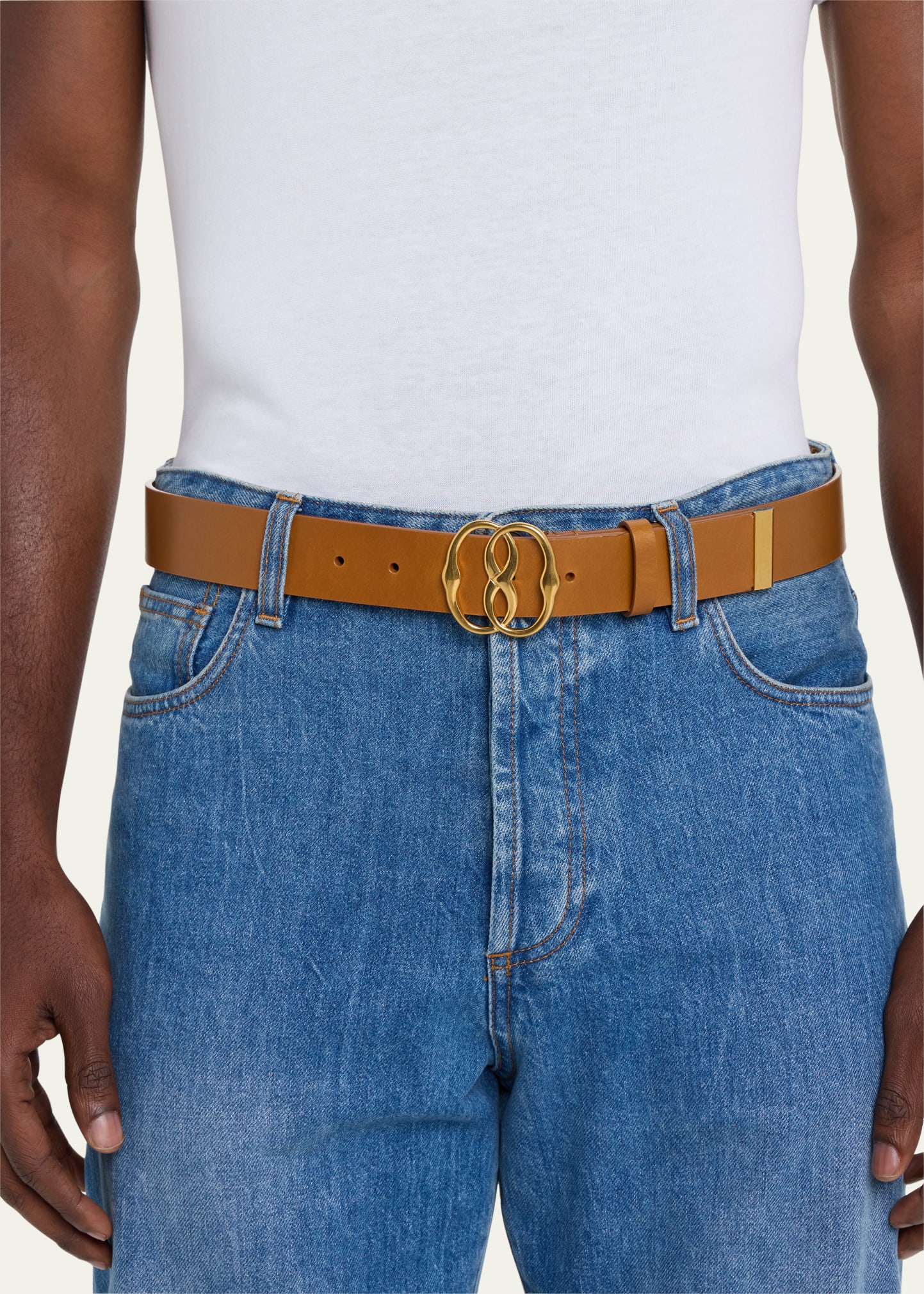 Men's Interlock Buckle Leather Belt 6 Men's Interlock Buckle Leather Belt