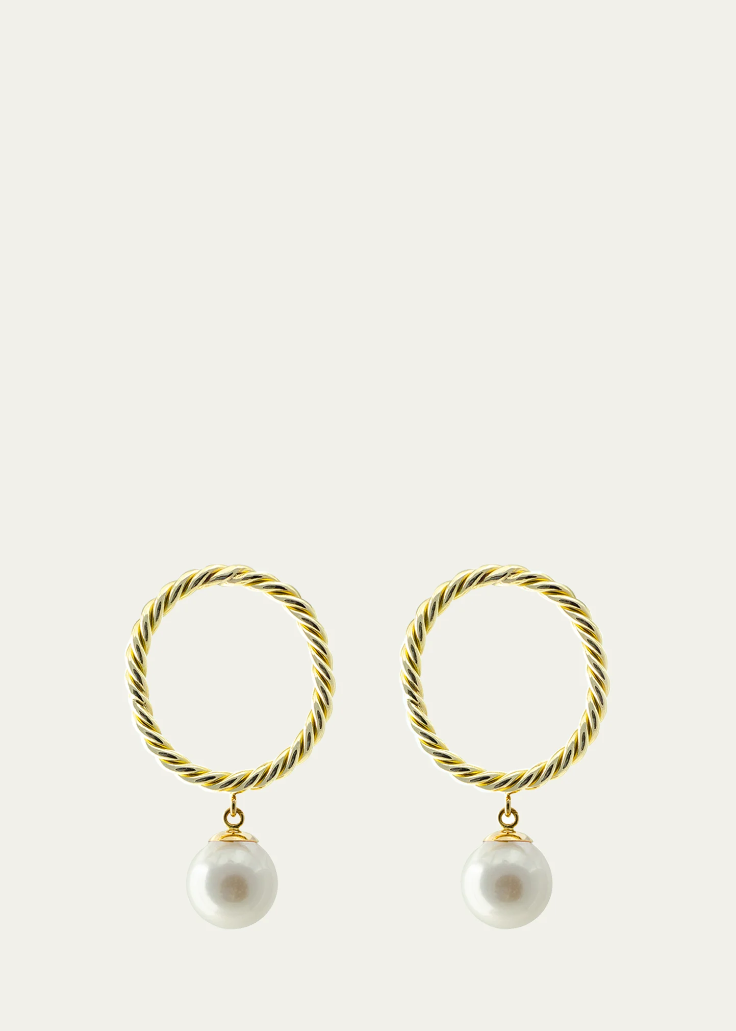 Akoya Pearl Hand-Twisted 18K Yellow Gold Earrings