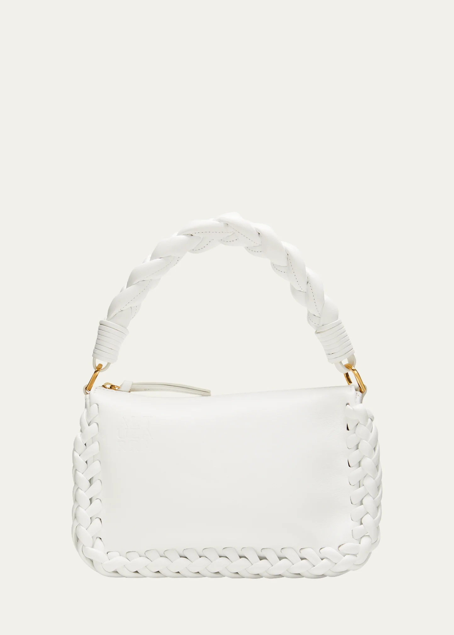 Small Braided Leather Top-Handle Bag