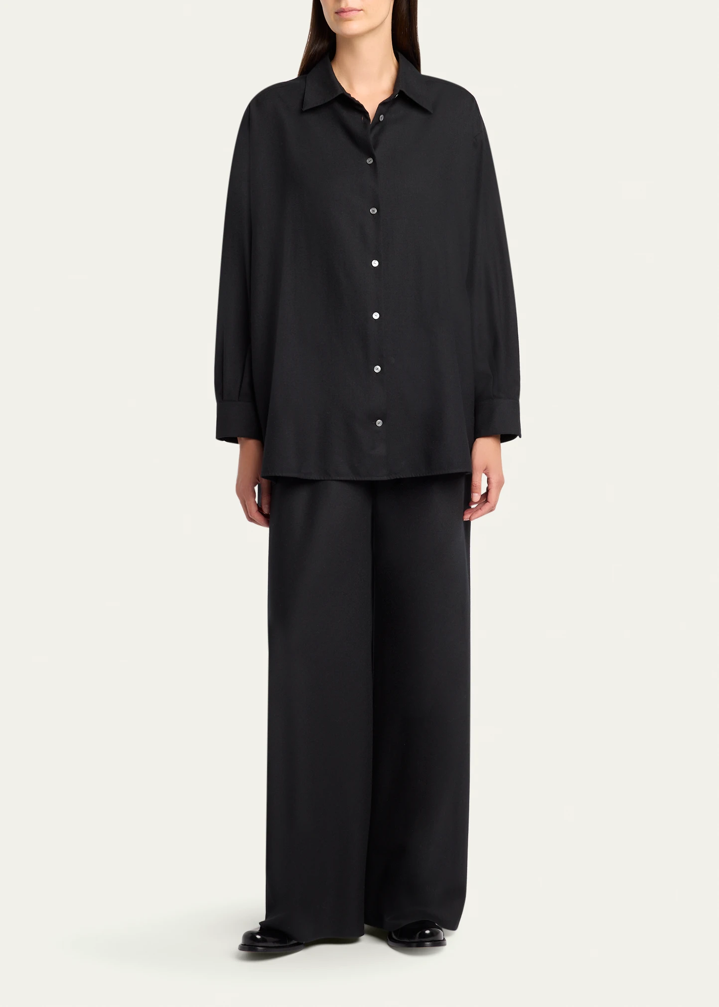 Luka Wool Twill Oversized Button-Down Shirt