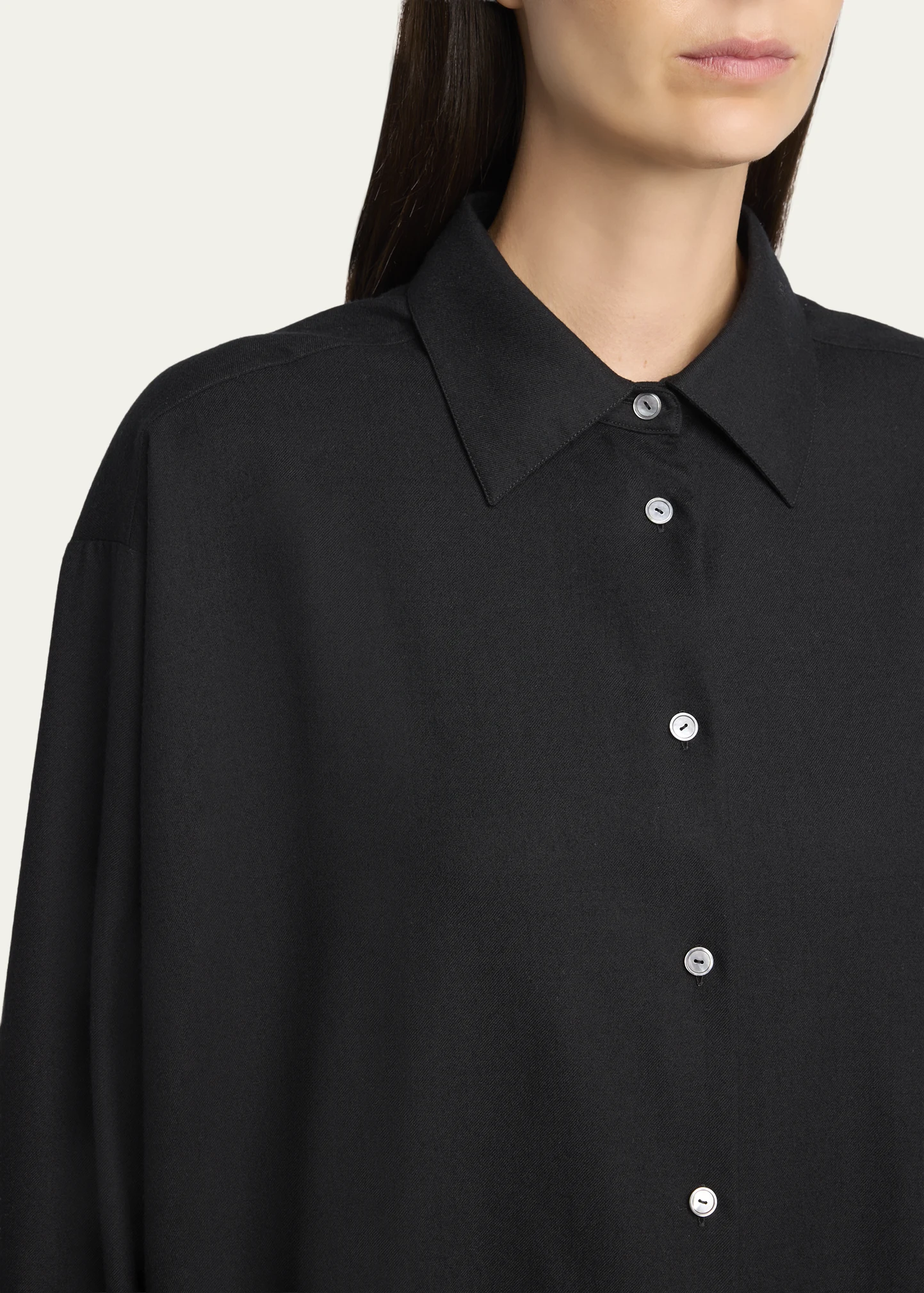 Luka Wool Twill Oversized Button-Down Shirt