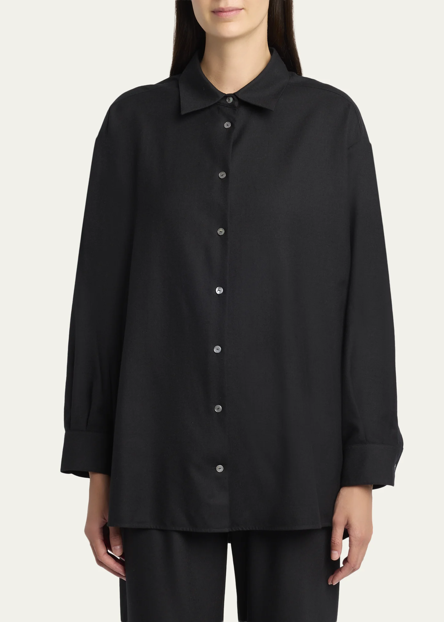 Luka Wool Twill Oversized Button-Down Shirt