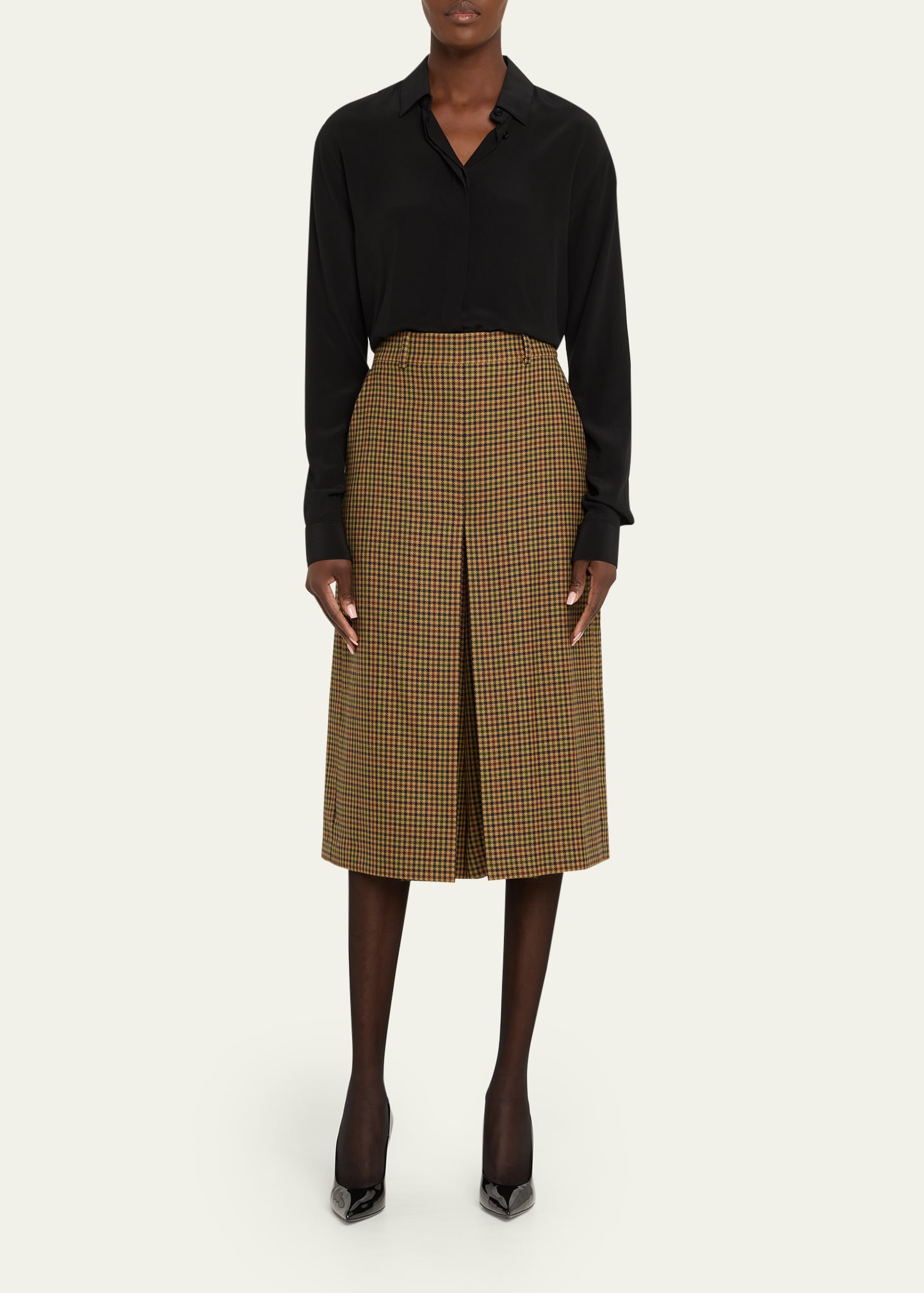Plaid Skirted Wide-Leg Crop Pants