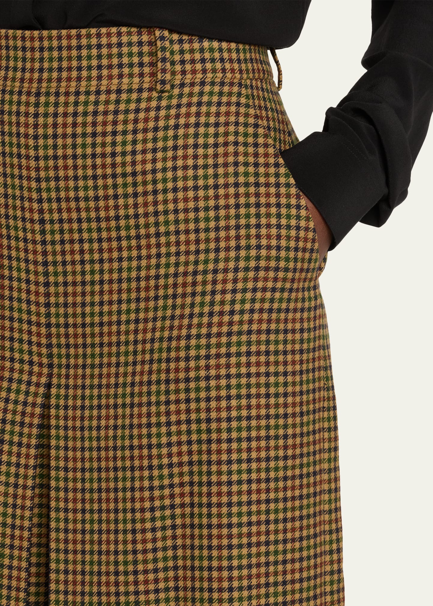 Plaid Skirted Wide-Leg Crop Pants