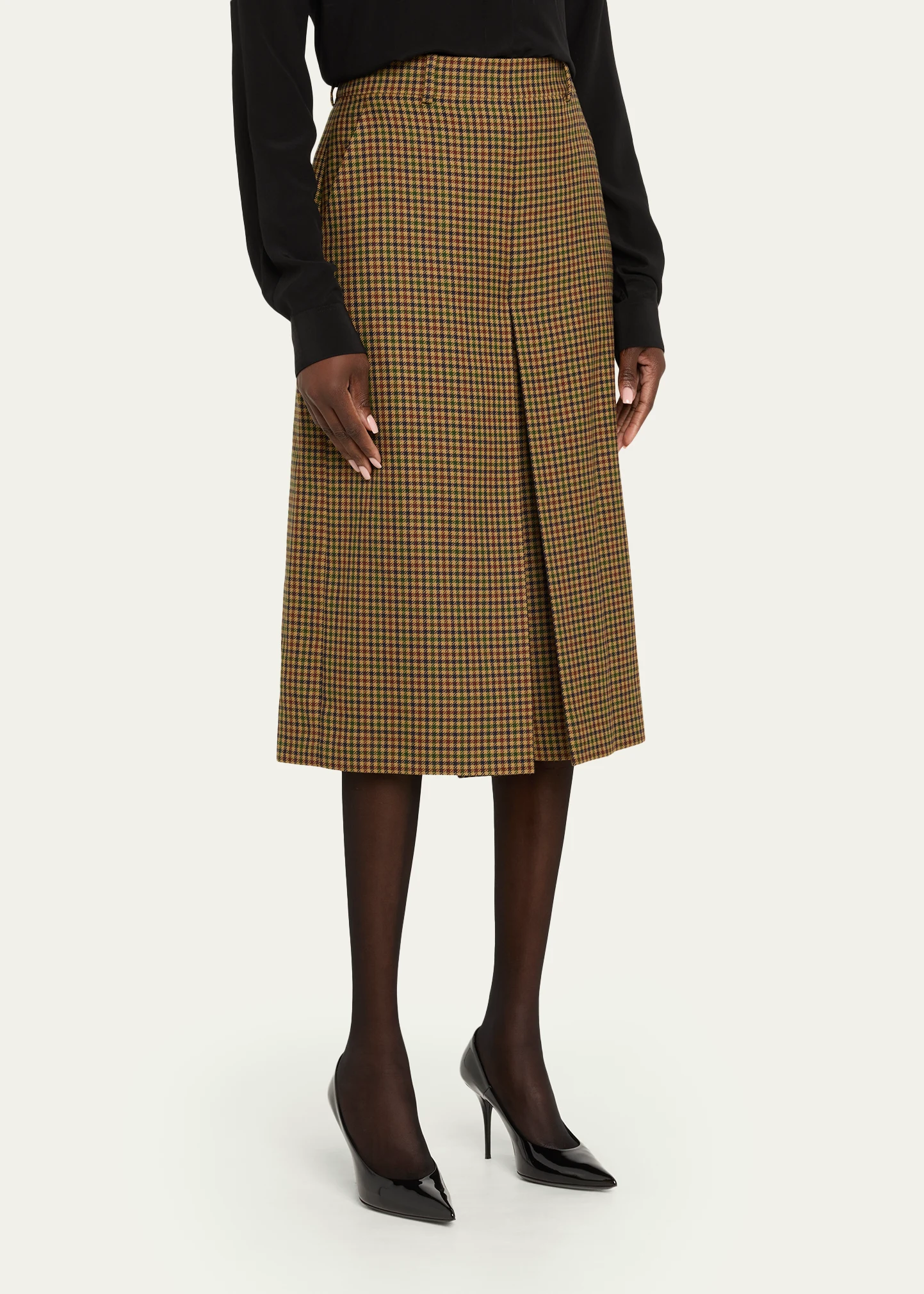 Plaid Skirted Wide-Leg Crop Pants