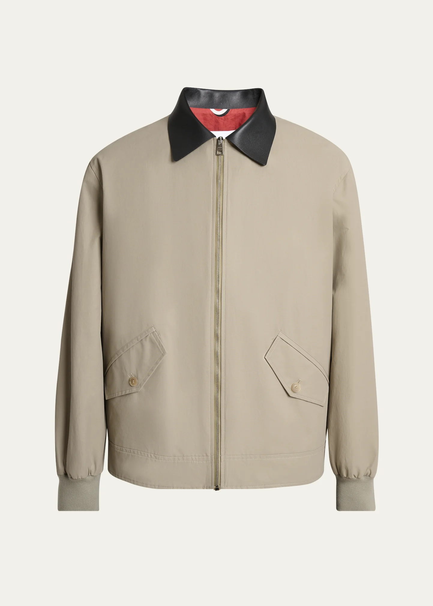 Men's Harrington Jacket w/ Leather Coilar