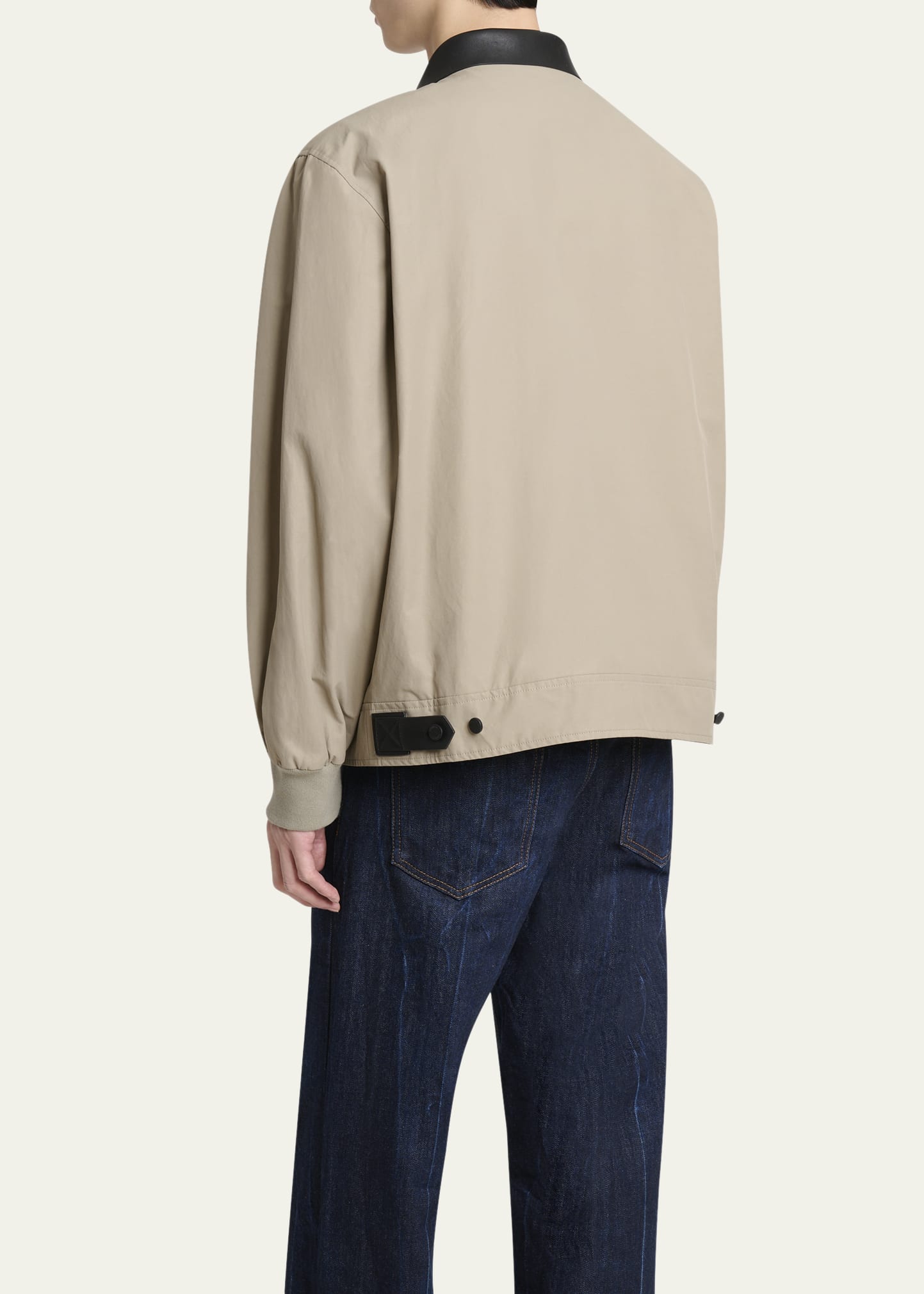 Men's Harrington Jacket w/ Leather Coilar