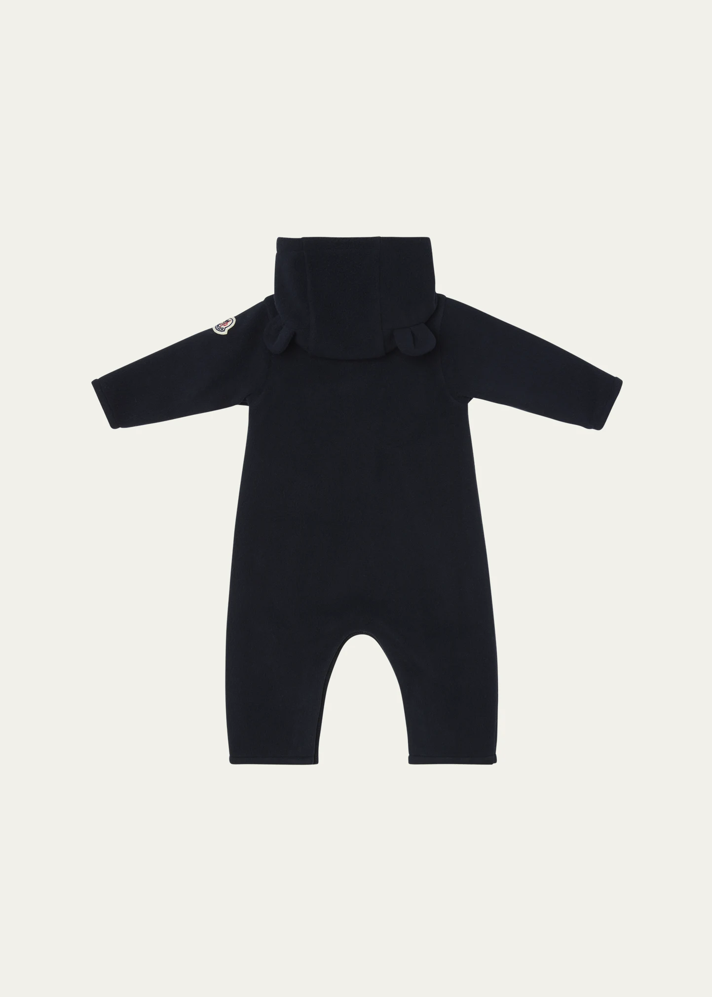 Boy's Hooded Logo Coverall Romper, Size 1M-3T