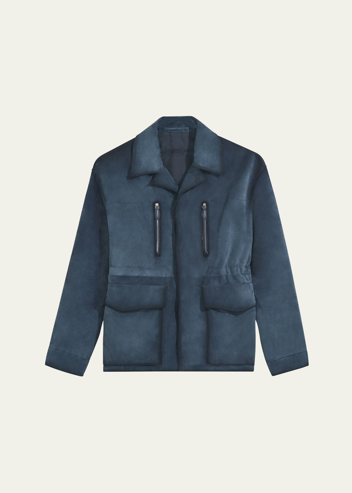 Men's Scritto-Undercollar Leather Jacket