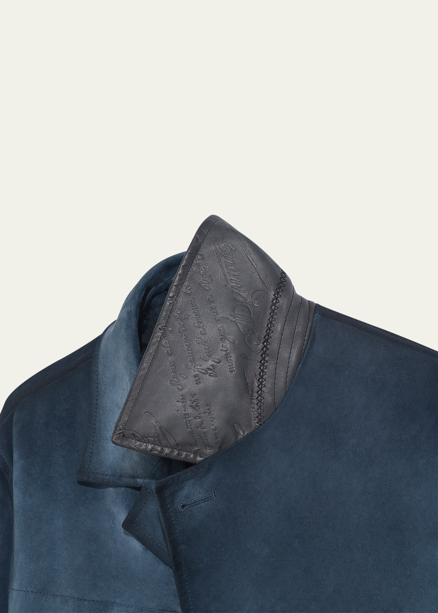 Men's Scritto-Undercollar Leather Jacket