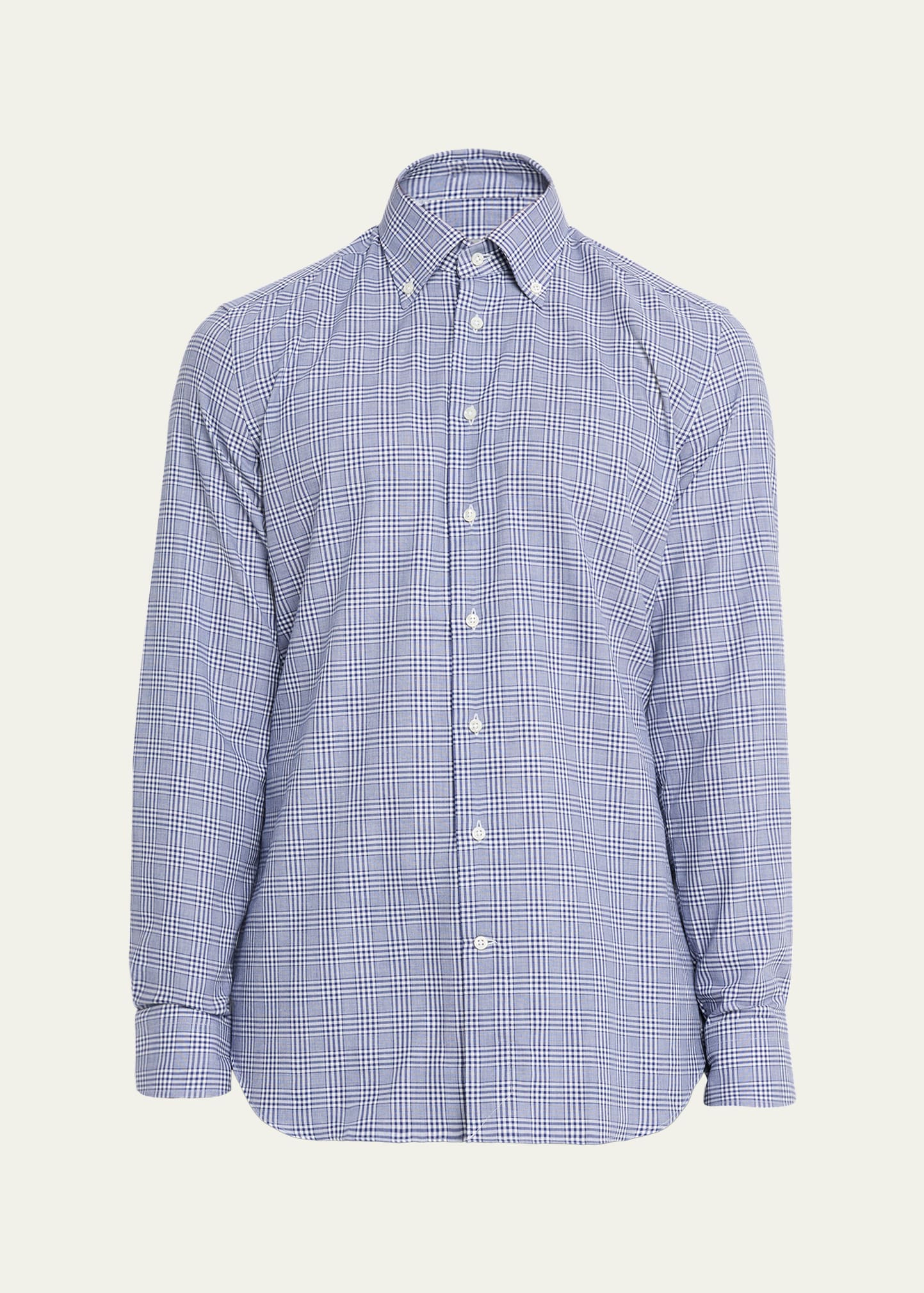 Men's Cotton Plaid Button-Collar Sport Shirt