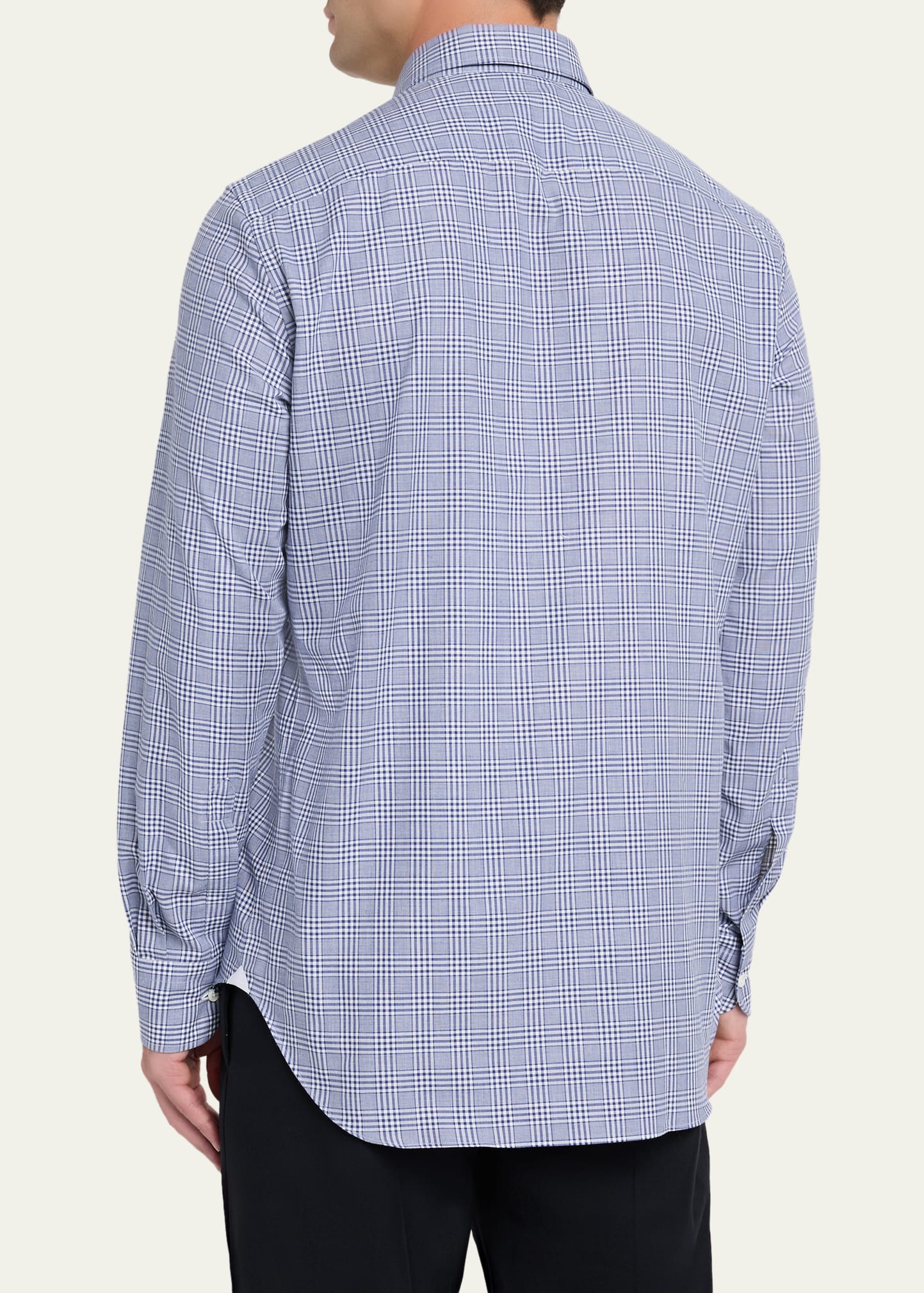 Men's Cotton Plaid Button-Collar Sport Shirt