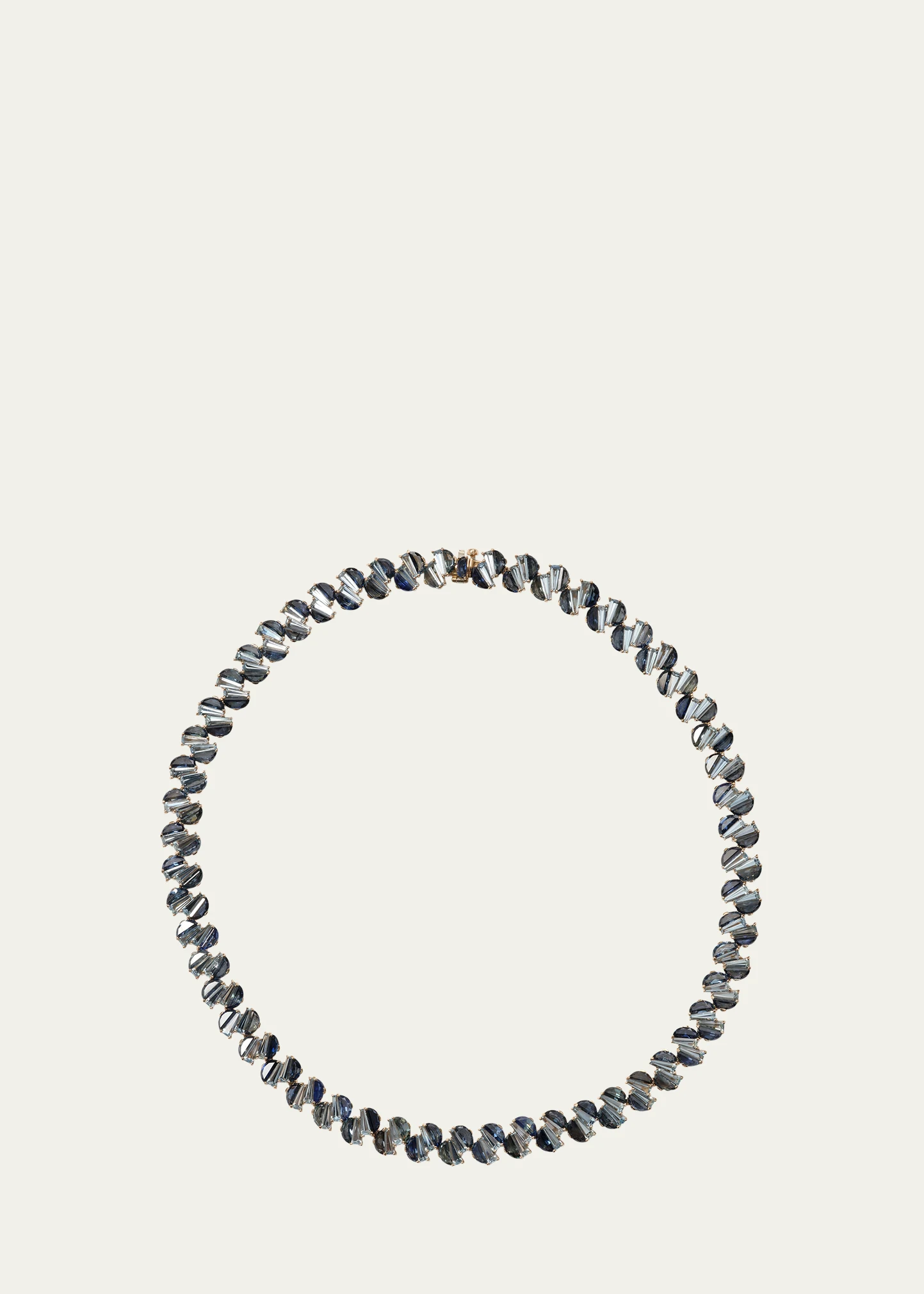 20K Rose Gold Braided Rivire Choker with Parti Sapphire and Aquamarine 5 20K Rose Gold Braided Rivire Choker with Parti Sapphire and Aquamarine