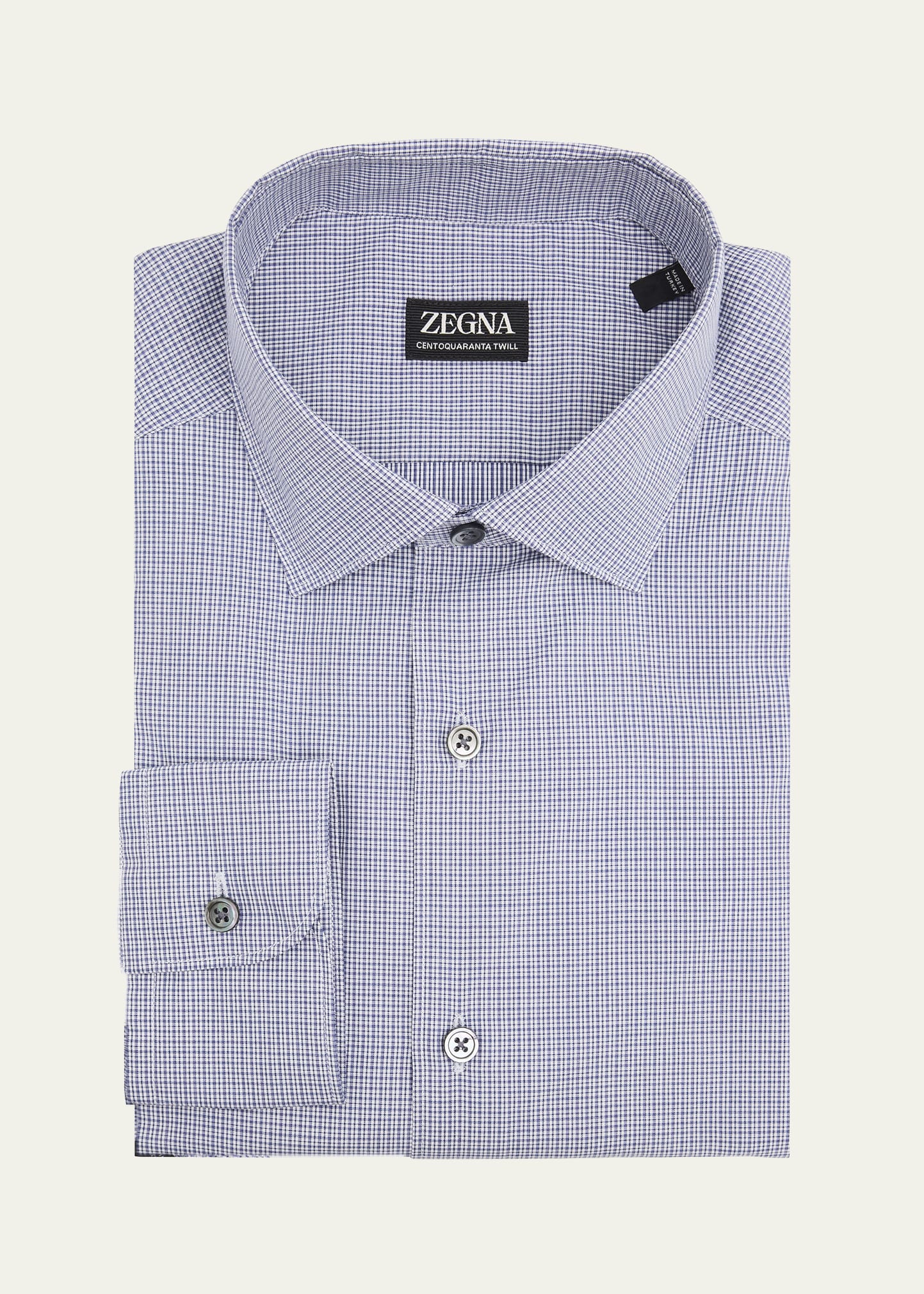 Men's Micro-Plaid Centoquaranta Twill Dress Shirt