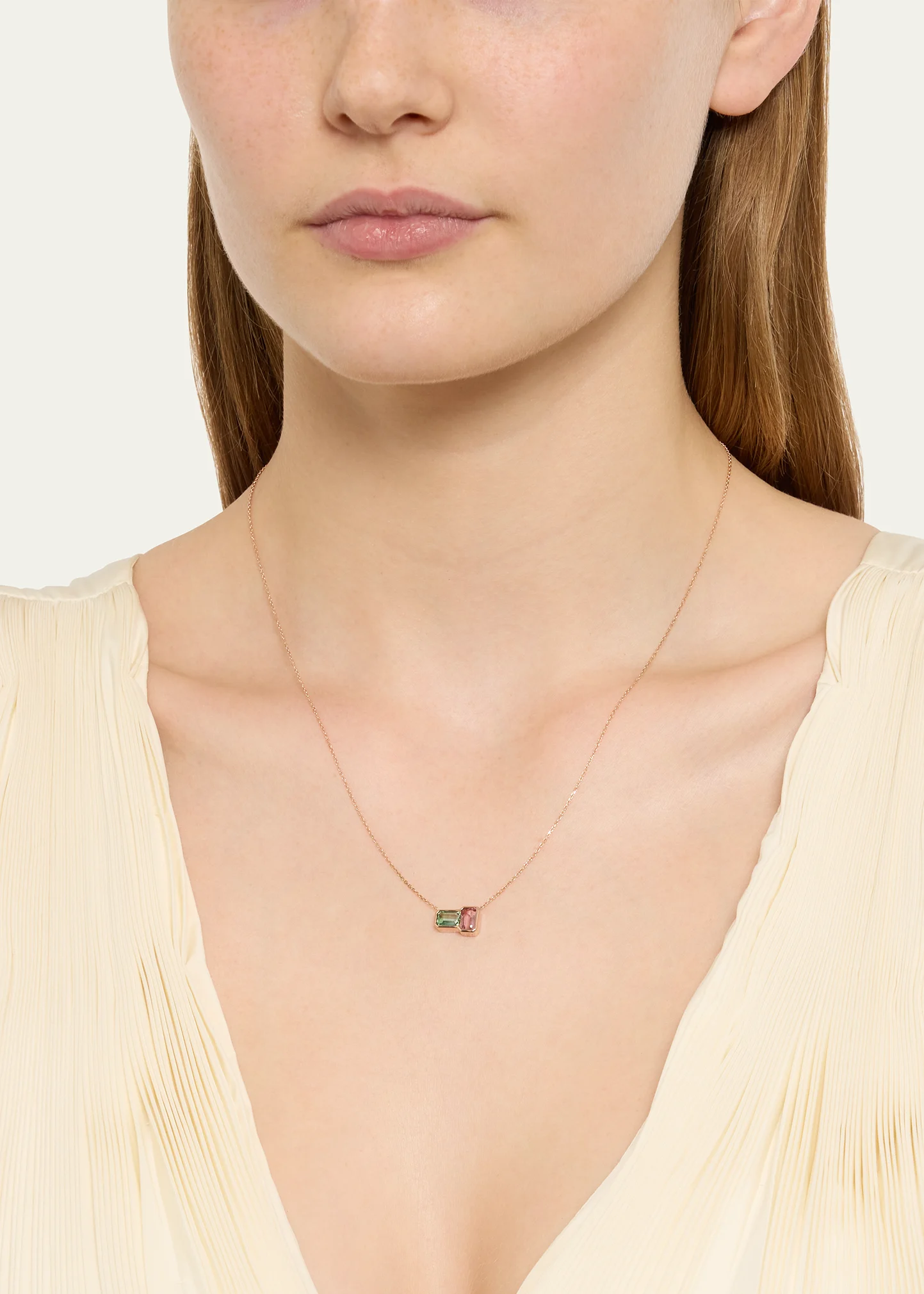 14k Rose Gold Orb Tourmaline Pendant Necklace