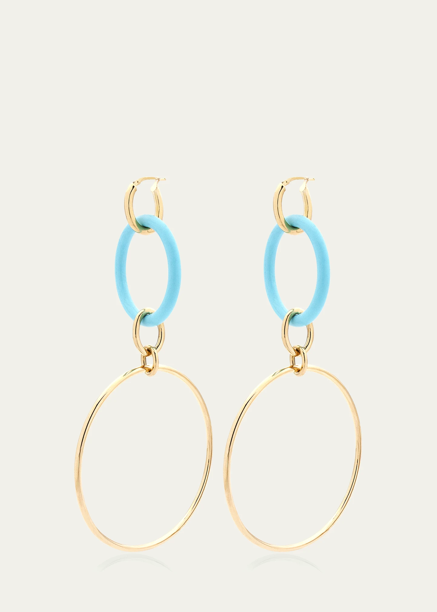 18K Yellow Gold Large Turquoise Orbite Earrings