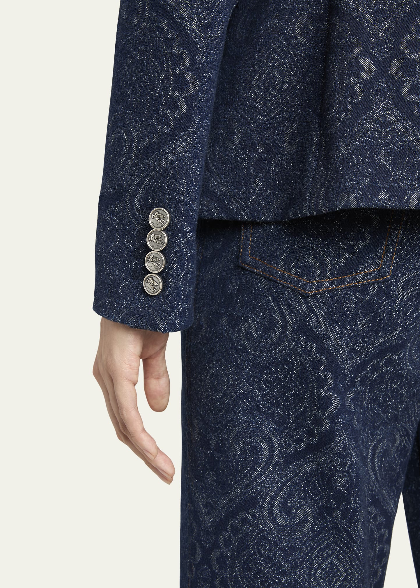 Paisley-Print Denim Blazer 15 Paisley-Print Denim Blazer