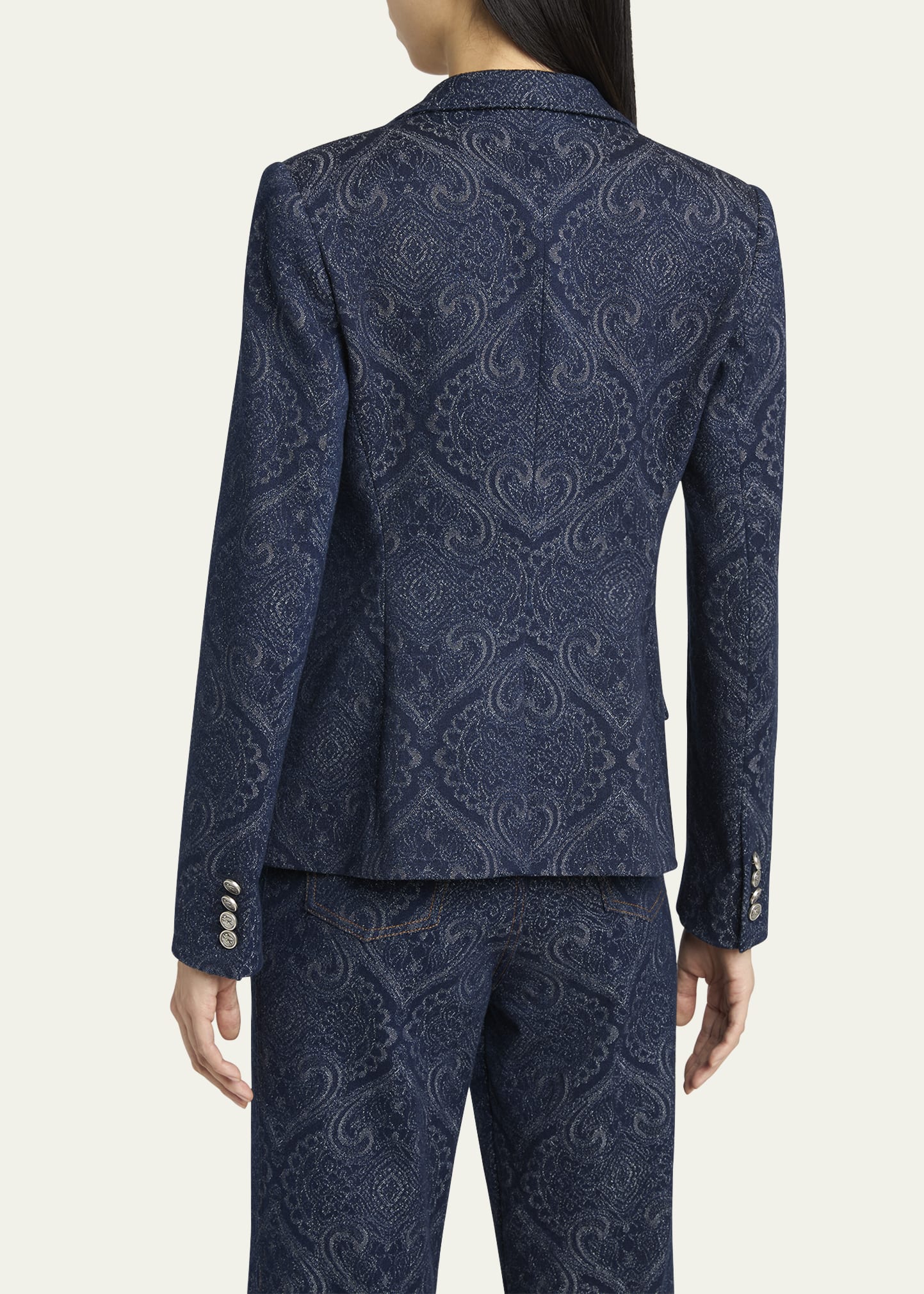 Paisley-Print Denim Blazer 3 Paisley-Print Denim Blazer