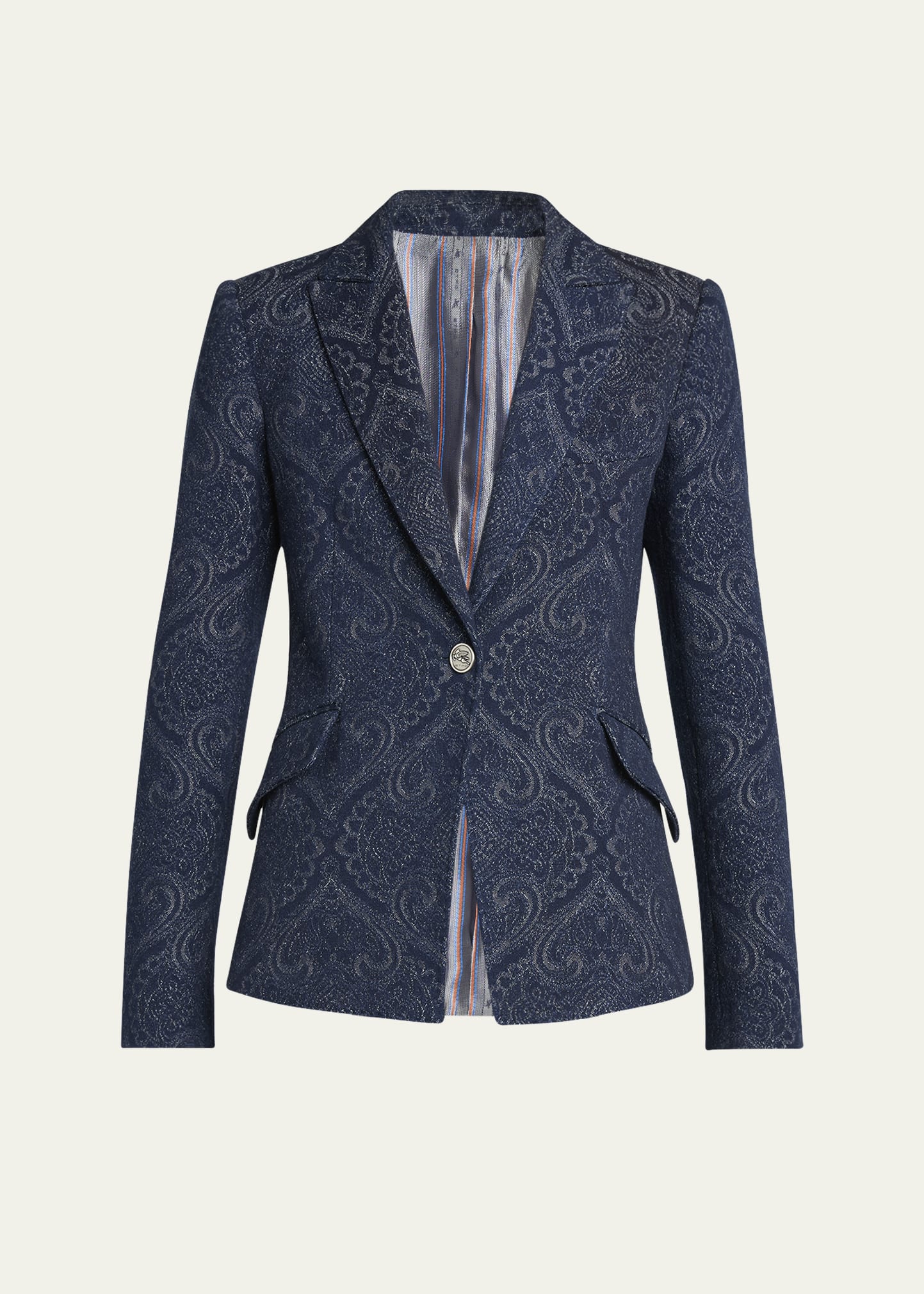 Paisley-Print Denim Blazer 6 Paisley-Print Denim Blazer