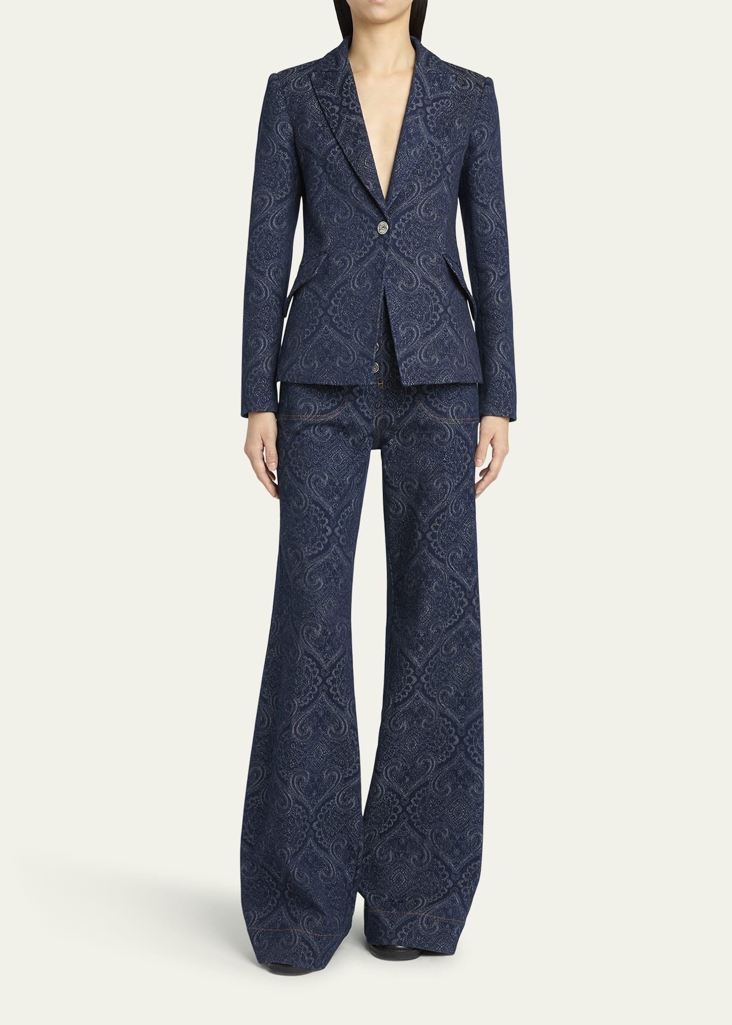 Paisley-Print Denim Blazer 7 Paisley-Print Denim Blazer