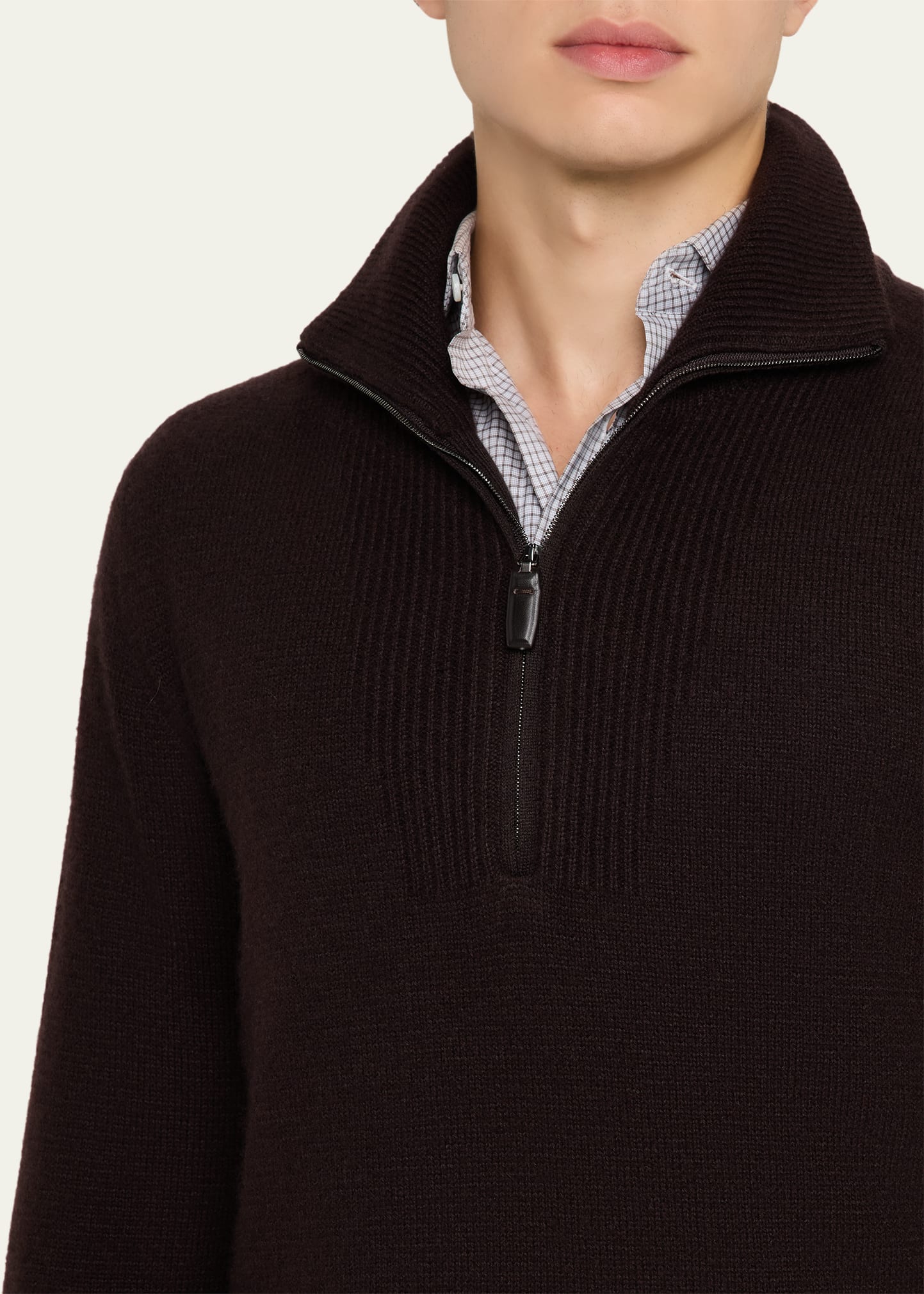 Men's Cashmere and Silk Knit Half-Zip Sweater 10 Men's Cashmere and Silk Knit Half-Zip Sweater