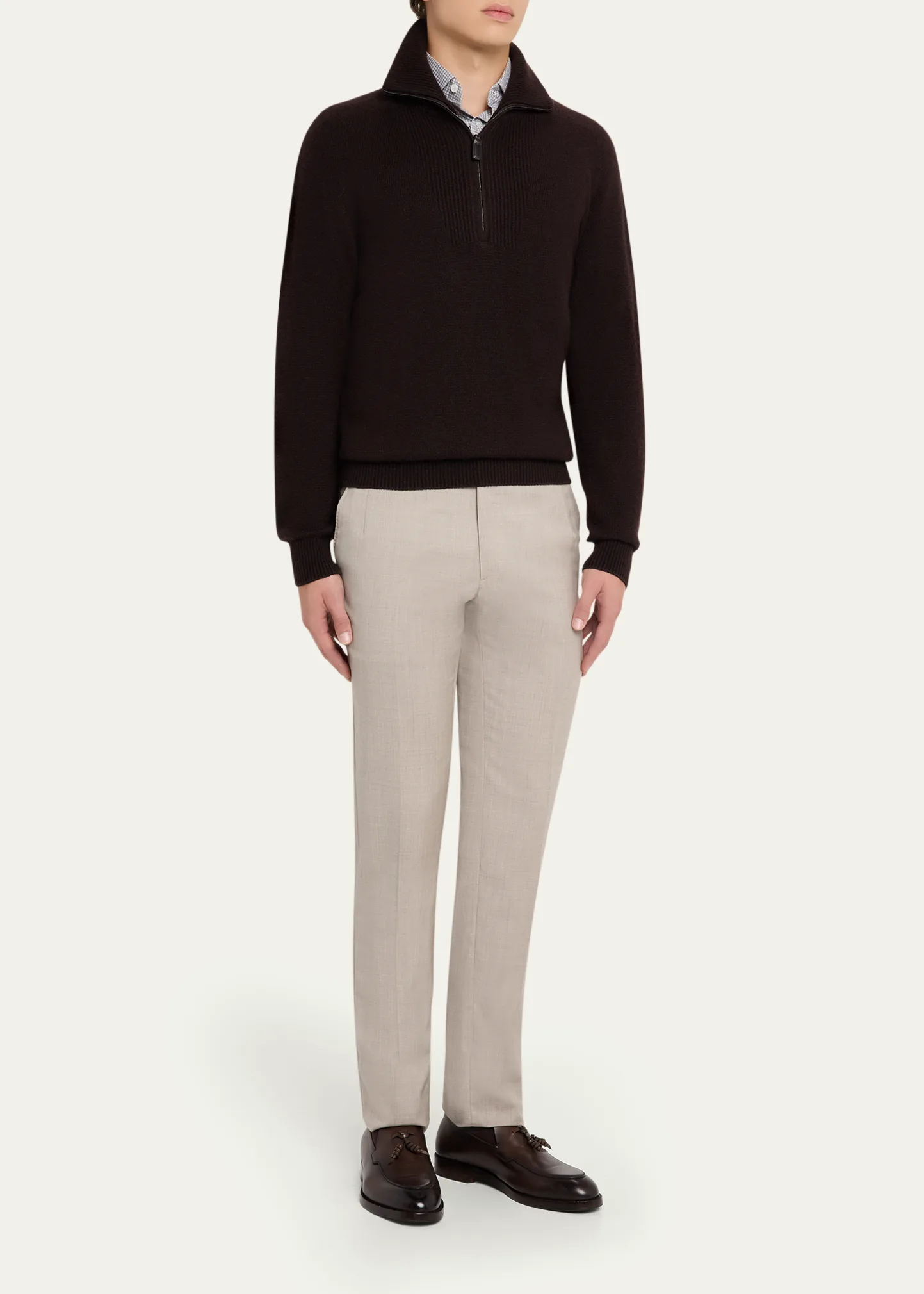 Men's Cashmere and Silk Knit Half-Zip Sweater