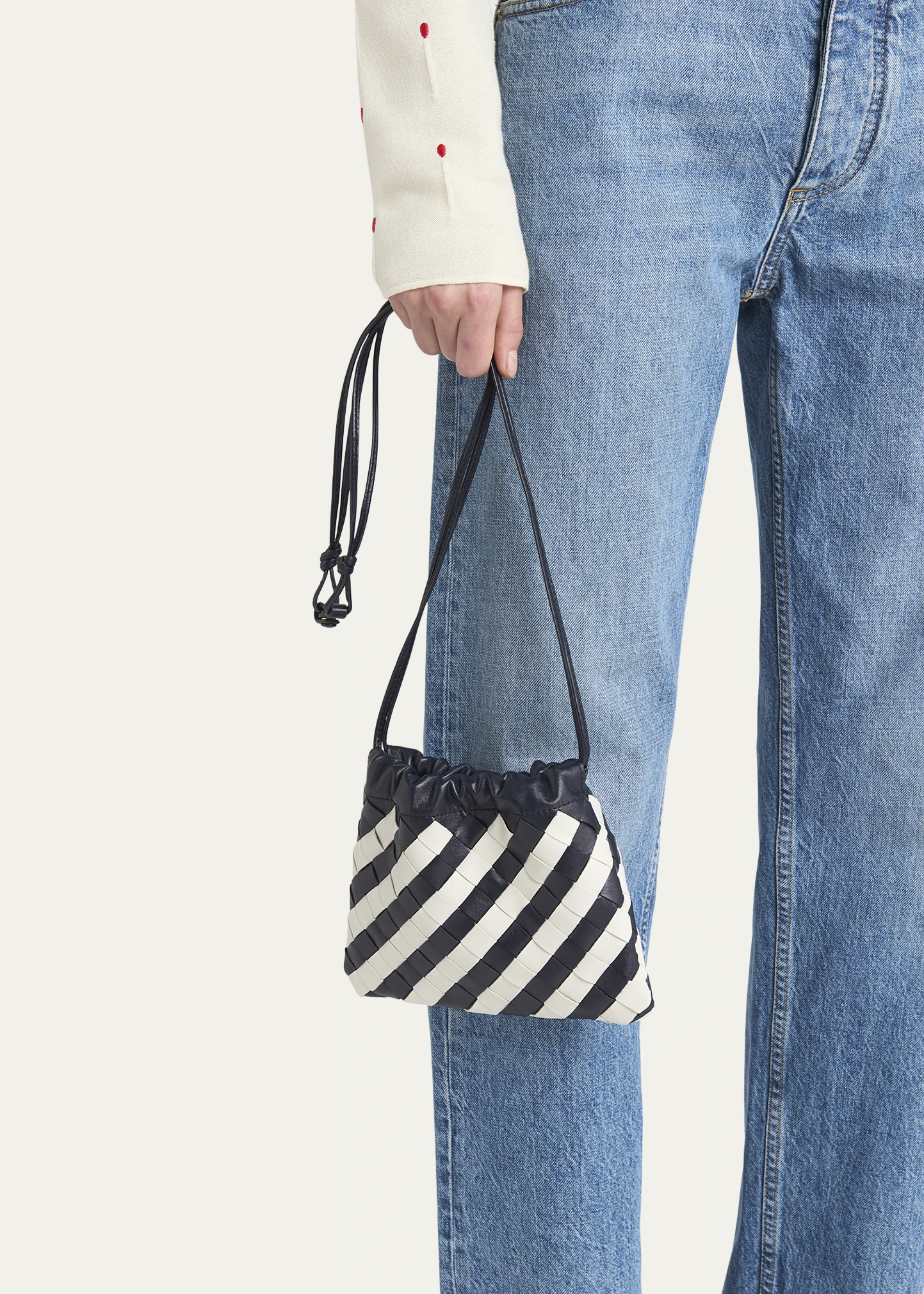 Dustbag Small Striped Leather Pouch Crossbody Bag