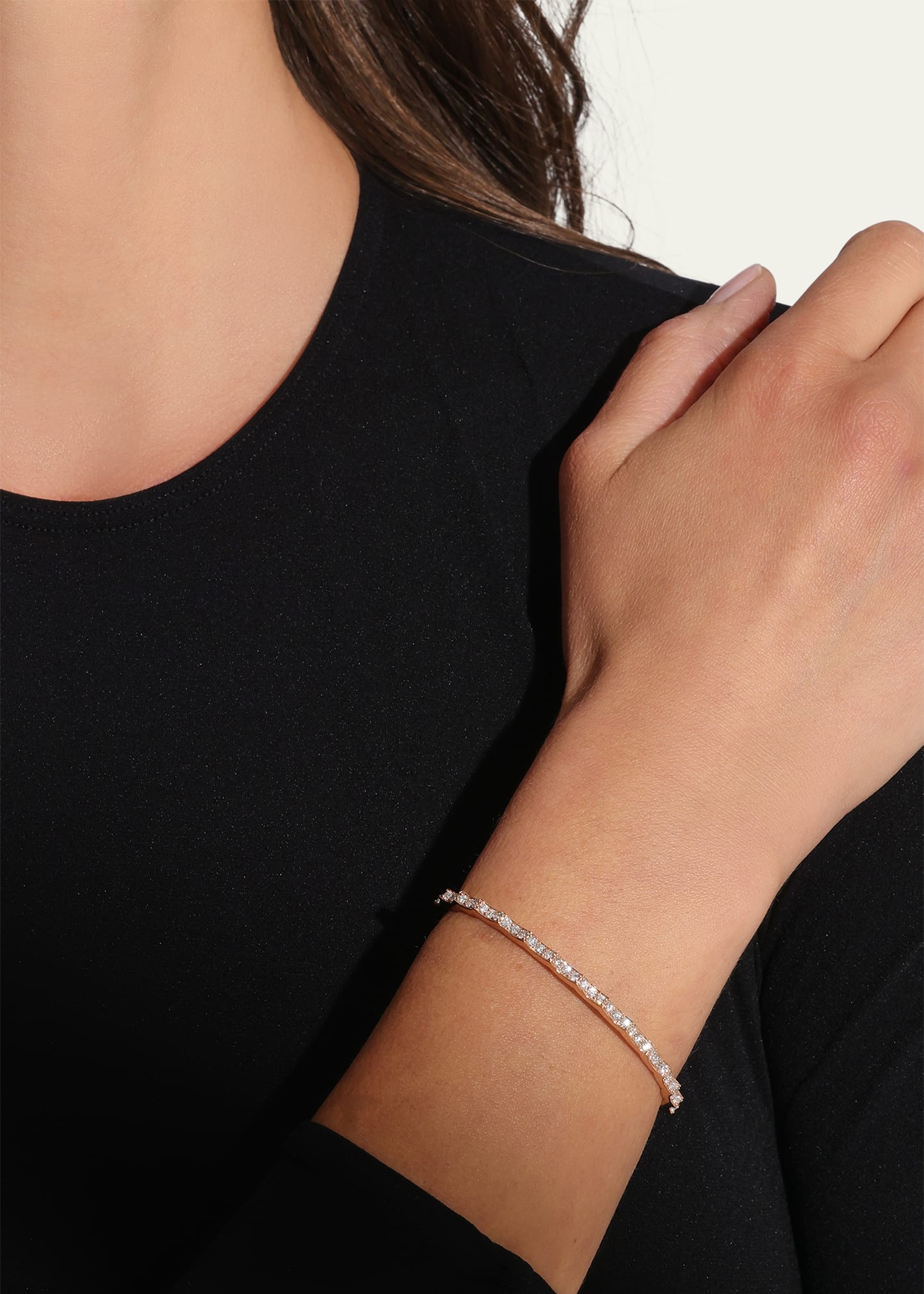 Clive 18K Rose Gold Diamond Scalloped Hinge Bracelet, Size 6.5 5 Clive 18K Rose Gold Diamond Scalloped Hinge Bracelet, Size 6.5