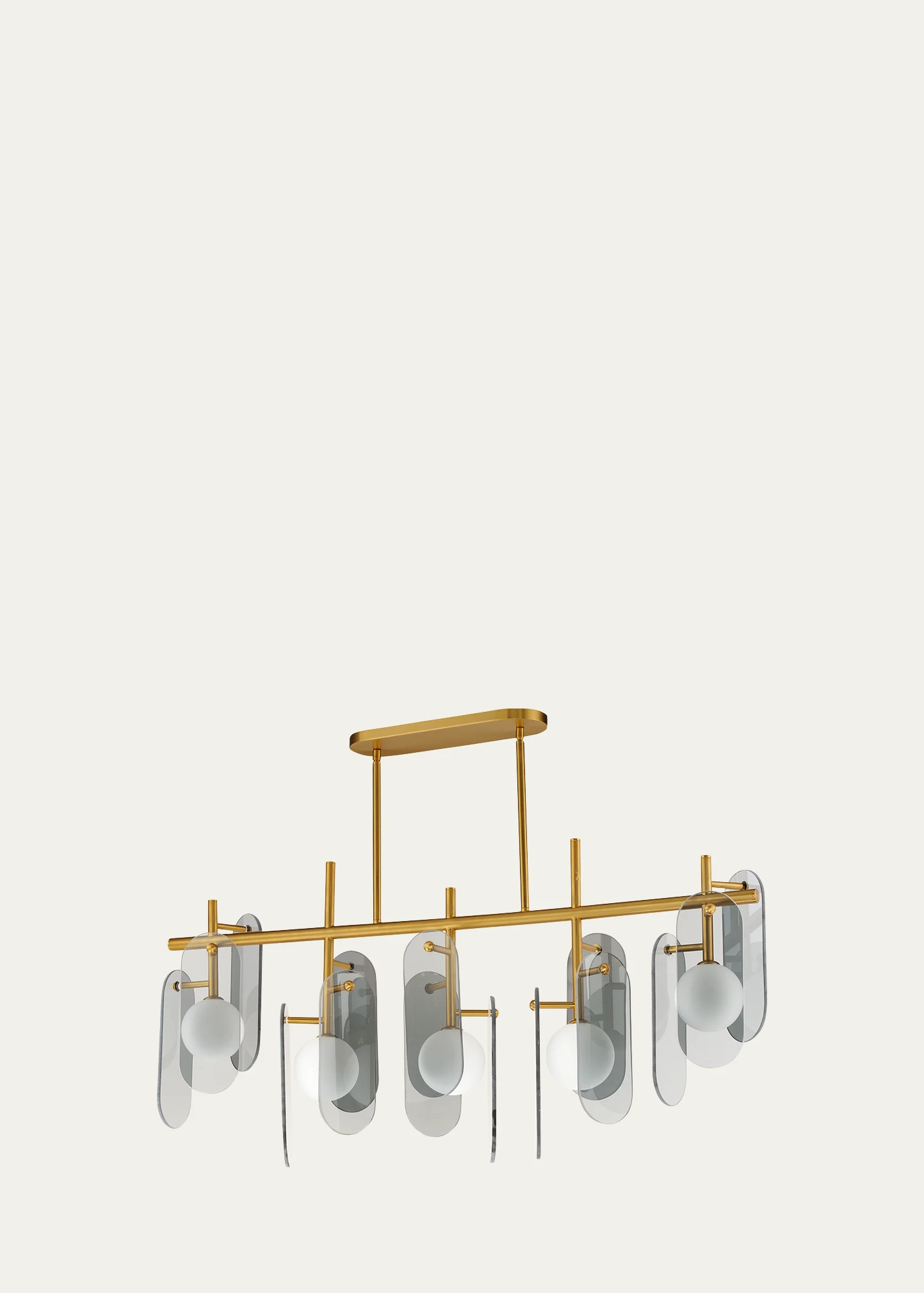 Megalith Glass Mirror Smoke 47\" 5-Light Linear Chandelier