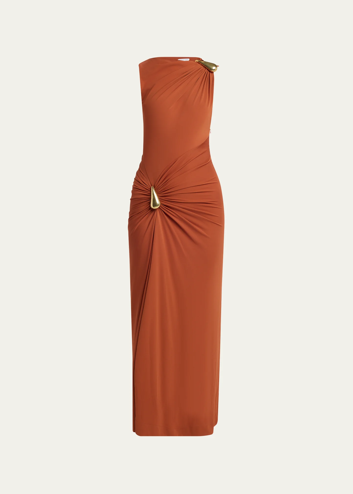 Drop Detail Gathered Matte Crepe Jersey Maxi Dress