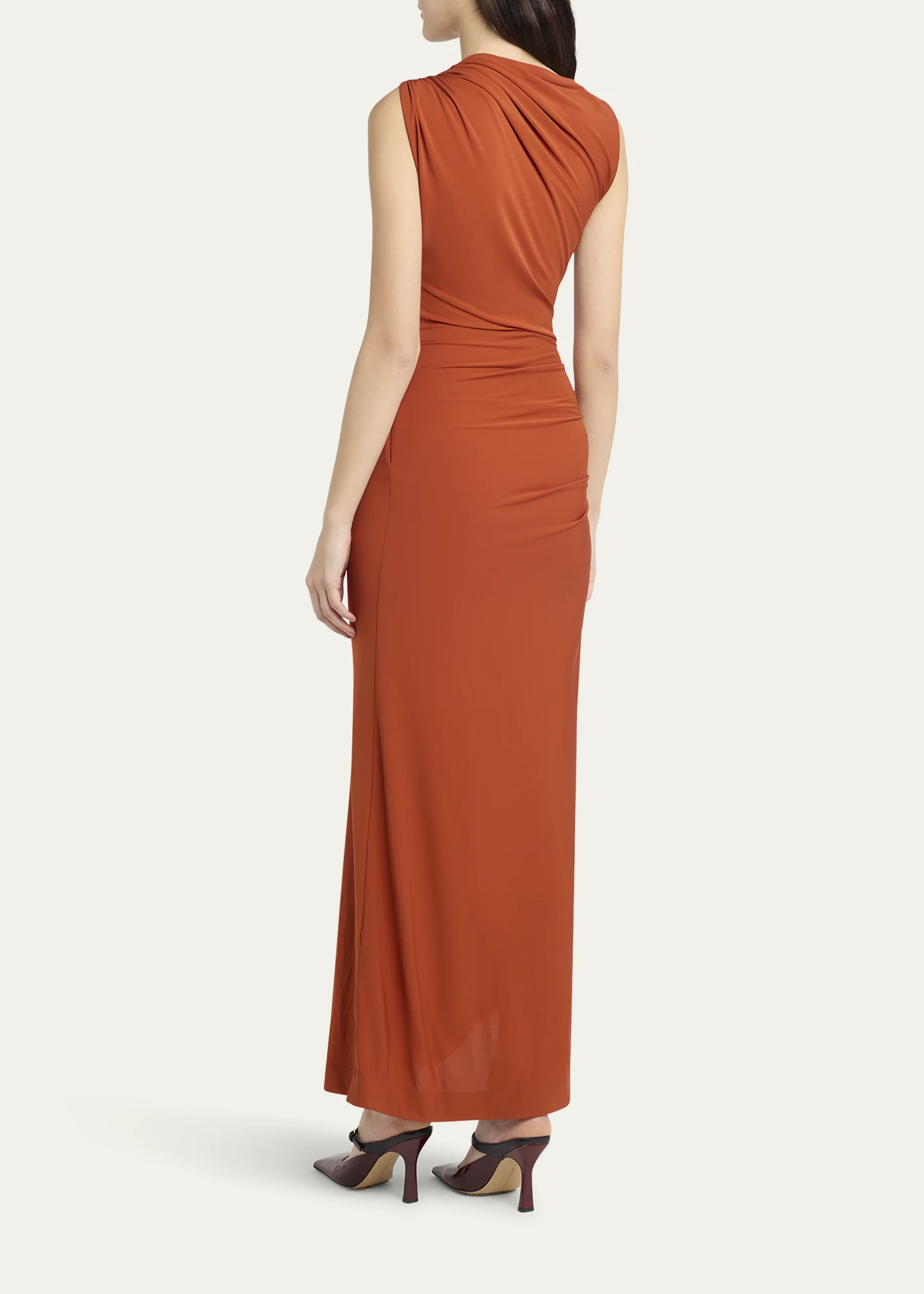 Drop Detail Gathered Matte Crepe Jersey Maxi Dress