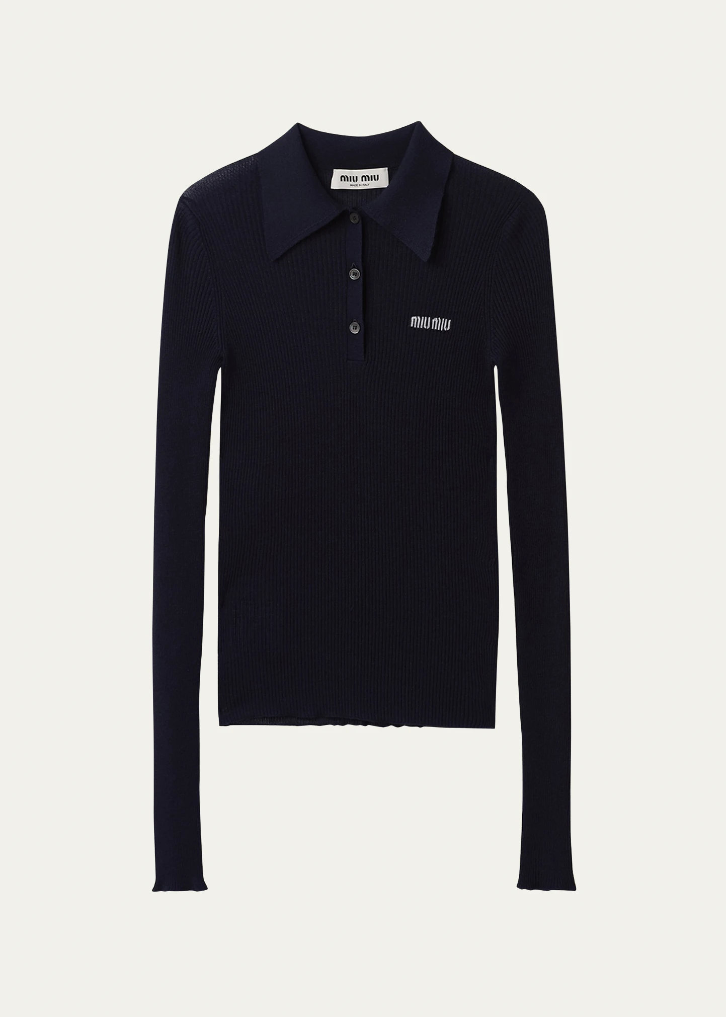Logo-Intarsia Cashmere Ribbed Polo Shirt