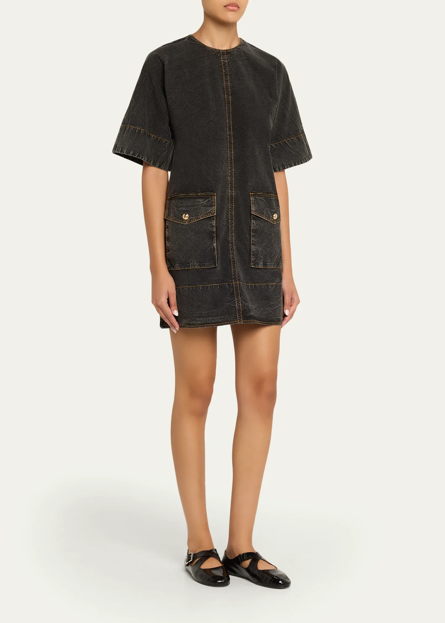 Mini Washed Denim T-Shirt Dress