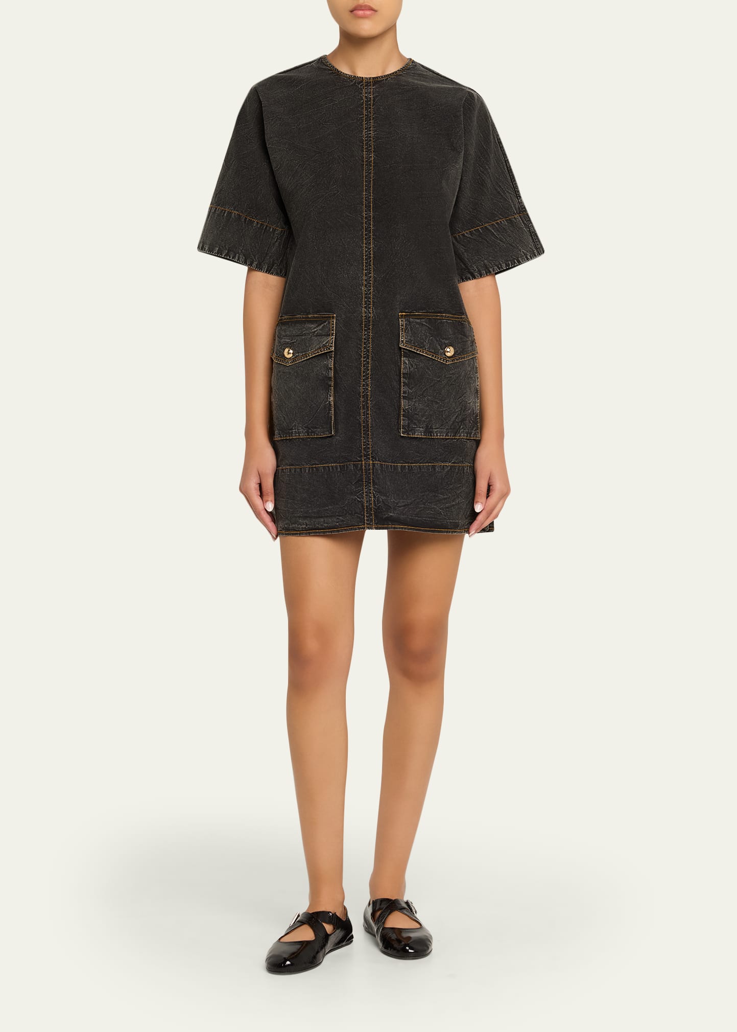 Mini Washed Denim T-Shirt Dress
