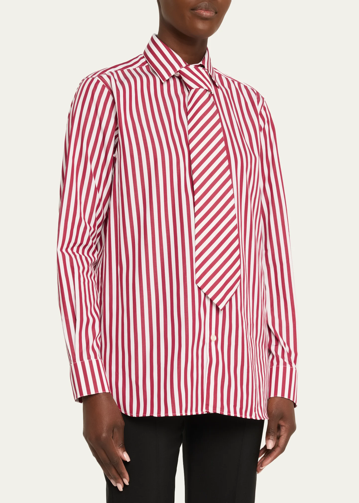 Striped Neck-Tie Button-Down Shirt