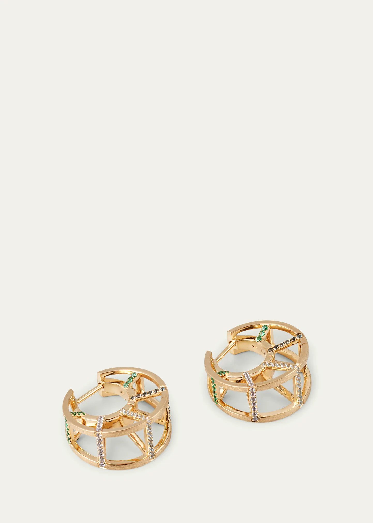 Color Wave 18K Gold Multi-Stone Caged Huggies 11 Color Wave 18K Gold Multi-Stone Caged Huggies