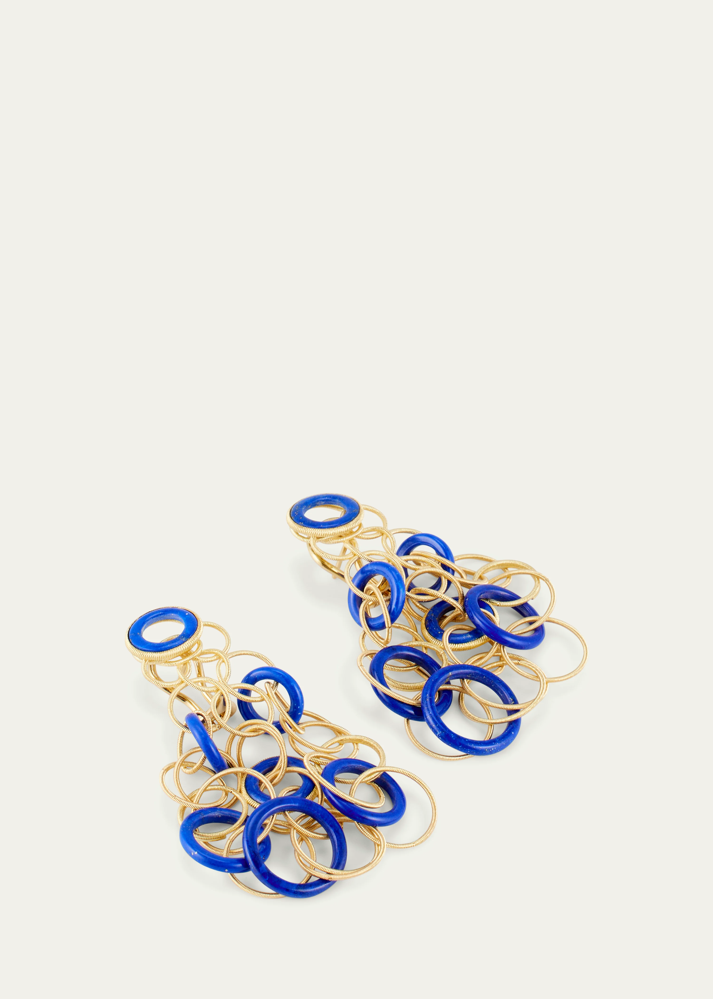 Hawaii 18K Gold Pendant Earrings with Lapis Lazuli, 5cm